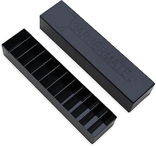 BarberMate 12-Slot Clipper-Blade Caddy, Grooming and Barber Blade Organizer, Professional Barber Supplies, Barber Case and Stylist Station Accessories, (Black)
