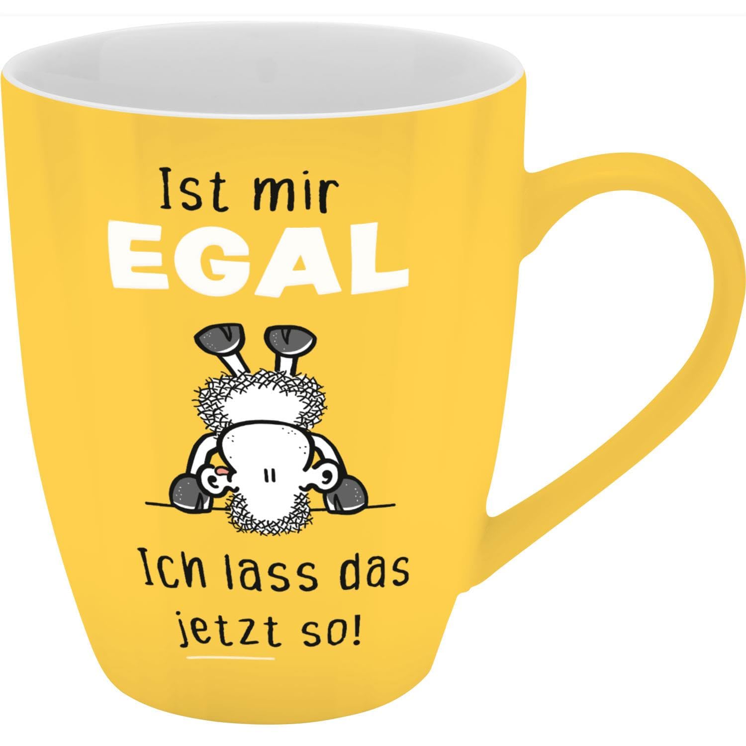 Sheepworld Mug with Egal Motif, Mug with Saying, New Bone China Porcelain, 35 cl, with Gift Bath Role, Funny Gift, Birthday, 74204