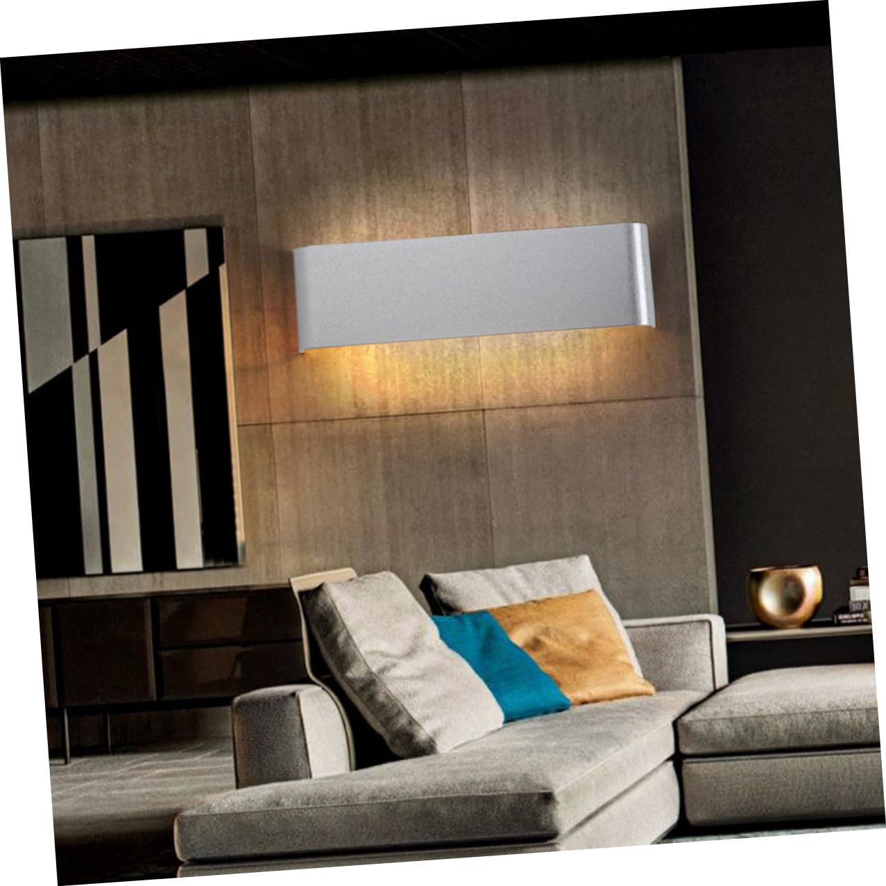 HOMSFOU LED Wandleuchte 48cm 18 W aus Aluminium, Modern Minimalistisch | Bad und Zuhause, Silberfarbenes Design, Helle Ausleuchtung mit Augenschutz