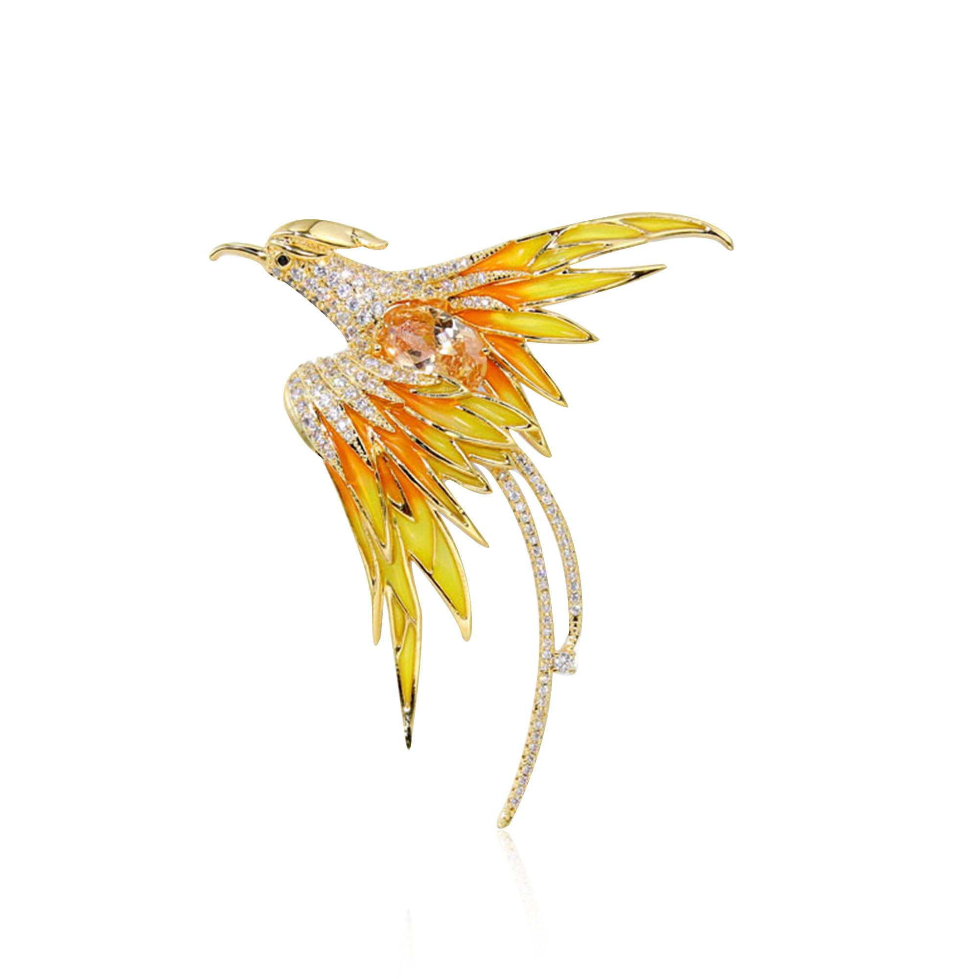 Peasimy Sparkling Rhinestone Phoenix Brooch Pins for Women Colorful Crystal Handmade Enamel Lapel Flame Fire Bird Brooch Animal Pin Costume Hat Bag
