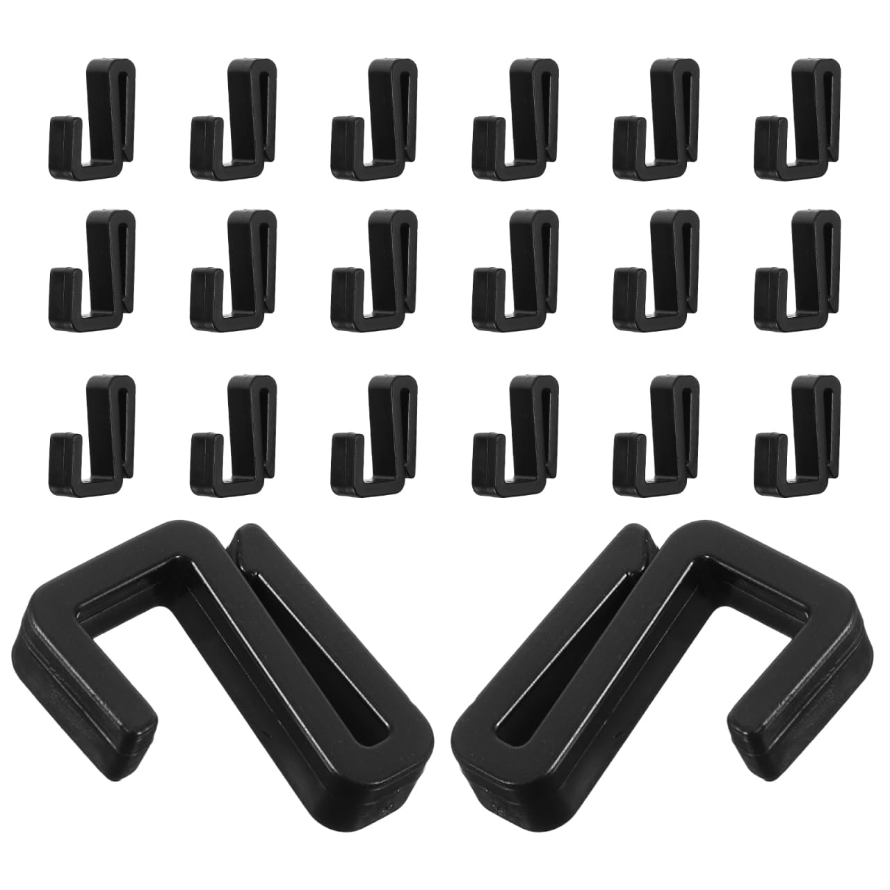 Hemobllo 20pcs Black Plastic S Hooks Flat Multipurpose Clip Hanging Hooks for Closet Racks Kitchen Bathroom Garage Space Saving and Easy Installation