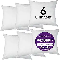 Kit 6 Enchimentos para Almofadas Espuma Ultramacio 45x45cm - Conforto e Maciez para Sala e Quarto