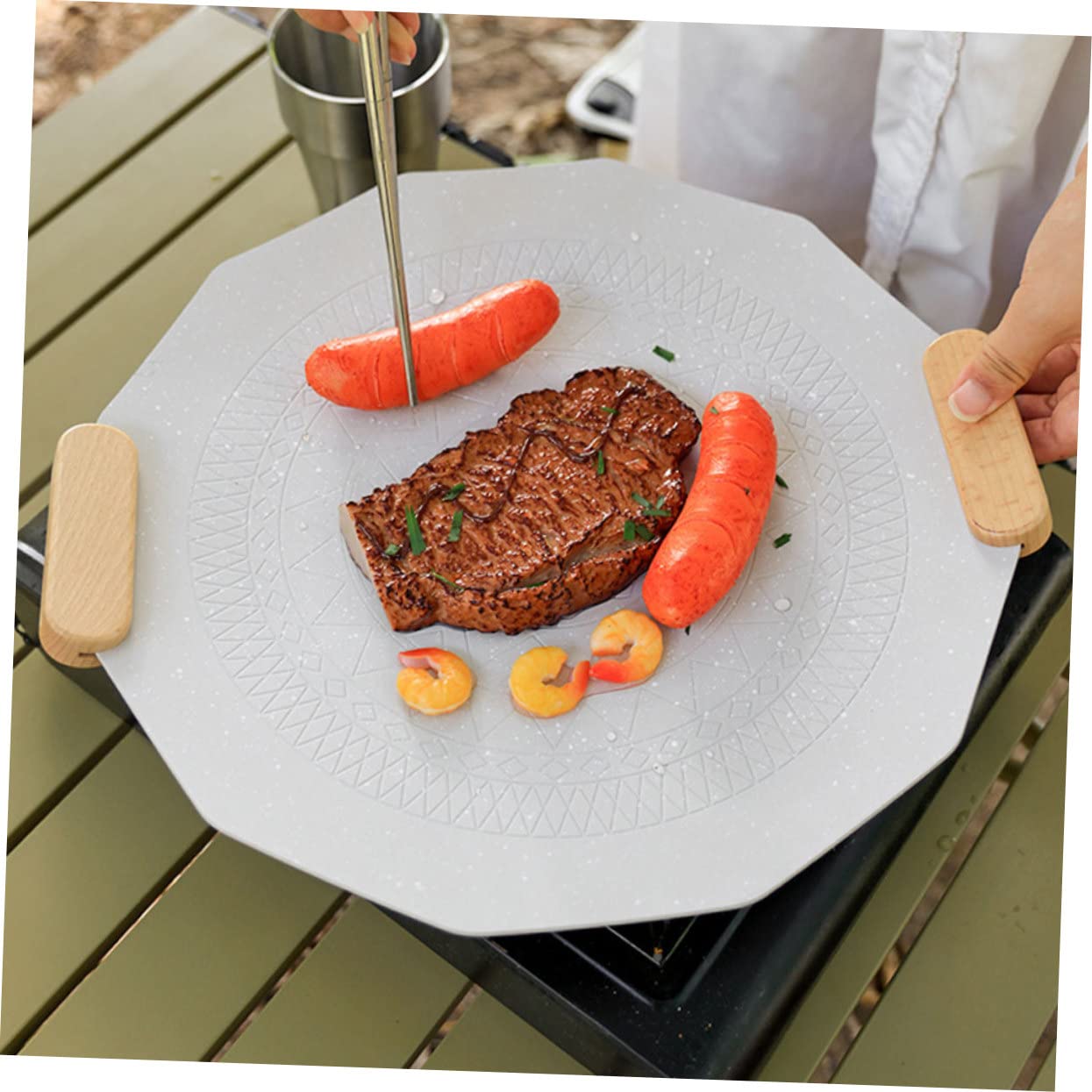 HEMOTON Piastra Da Barbecue Antiaderente Per Grigliate All Aperto Per Pesce e Verdure Design Compatto e Resistente