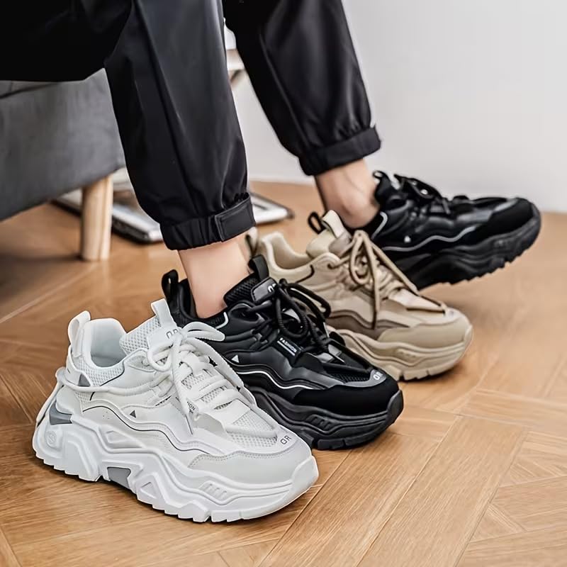 Image of Cruiser Men's Chunky Sneakers| Streetwear Fashion Shoes| Trendy & Stylish Lace Up Casual Sneakers | Durable Lightweight Comfortable Sports Running Walking Shoes, Cushioned Thick Insole Sneakers(2659)