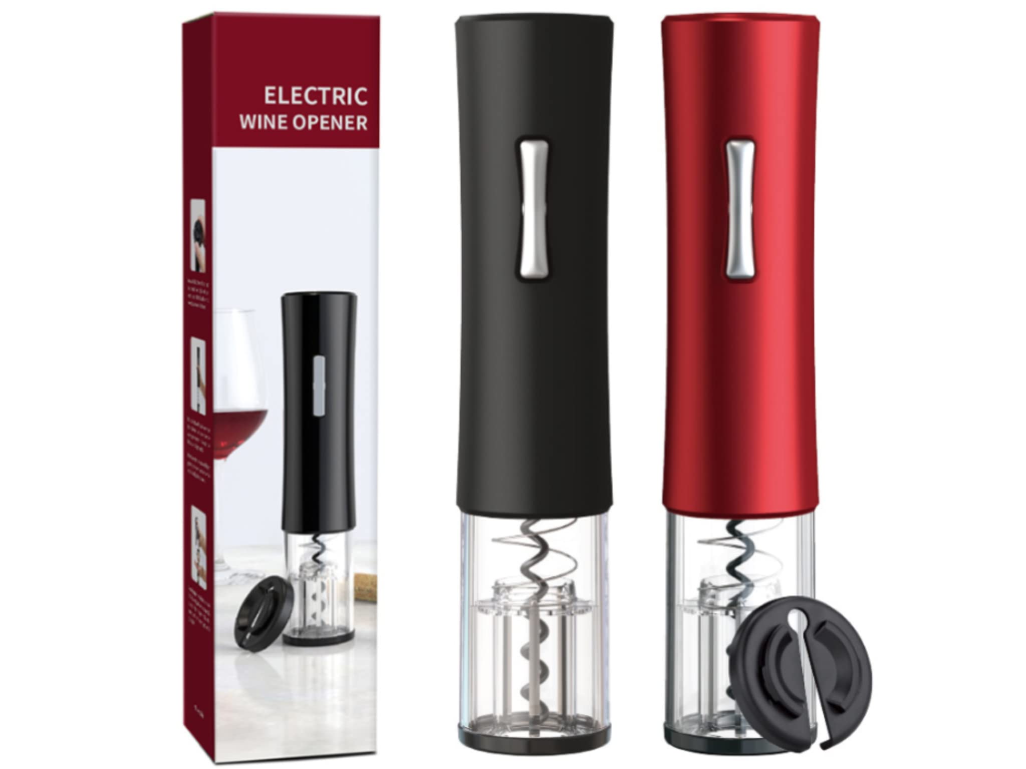 MyBestAutomatic Corkscrew Battery Operated Electric Wine Opener With Foil Cutter.(Burgundy Color).
