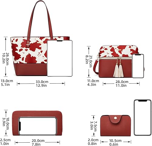 Miniatura 10 de Women Fashion Handbags Wallet Tote Bag Shoulder Bag Top Handle Satchel Purse Set 4pcs