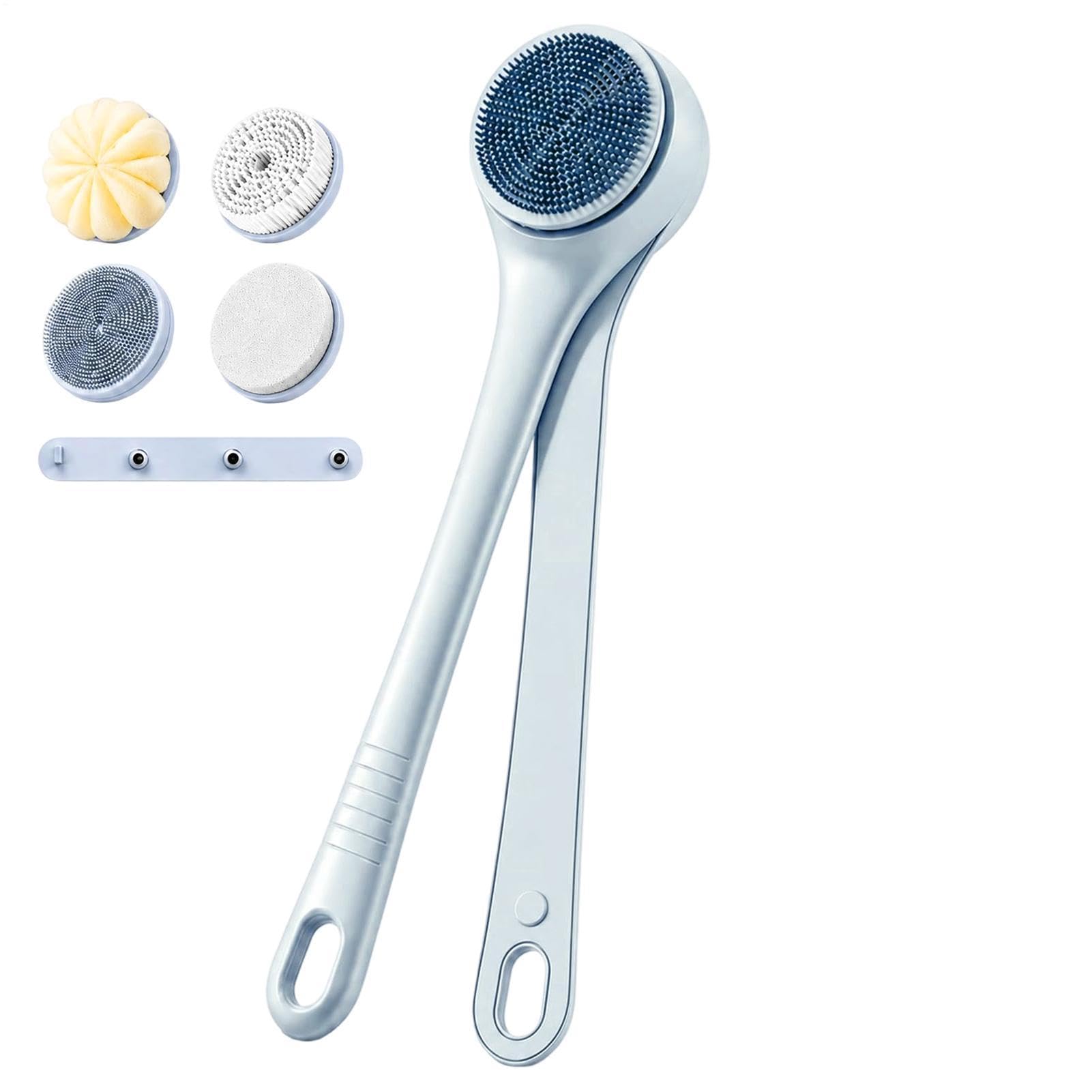 Elektrische Rücken-Peeling-Bürste, rotierendes Beinpeeling, 2 | Körperbürste für Peeling, wasserdicht, mit doppeltem Griff, für Frauen, Männer, Handpflege