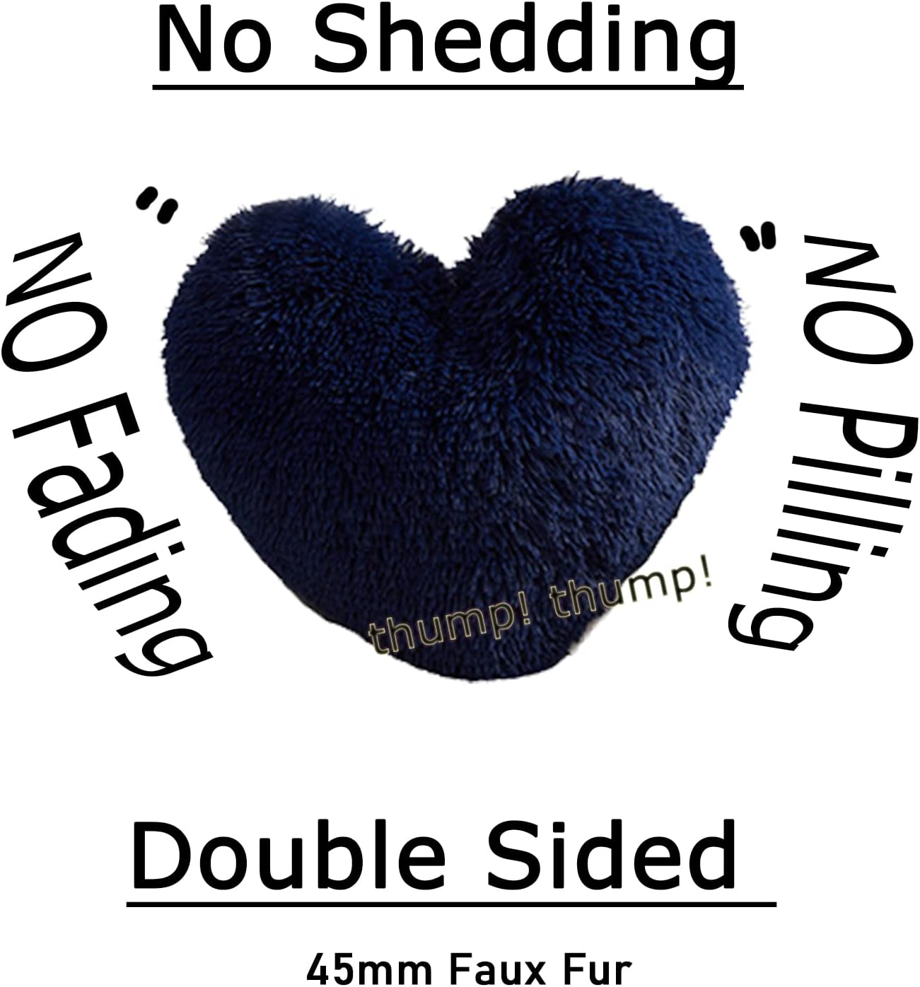 MorroMorn Fluffy Heart Throw Pillows, Shaggy Decorative Pillow for Sofa Couch Bed, Cute Room Decor Decorations for Women Girls Kids (Navy)