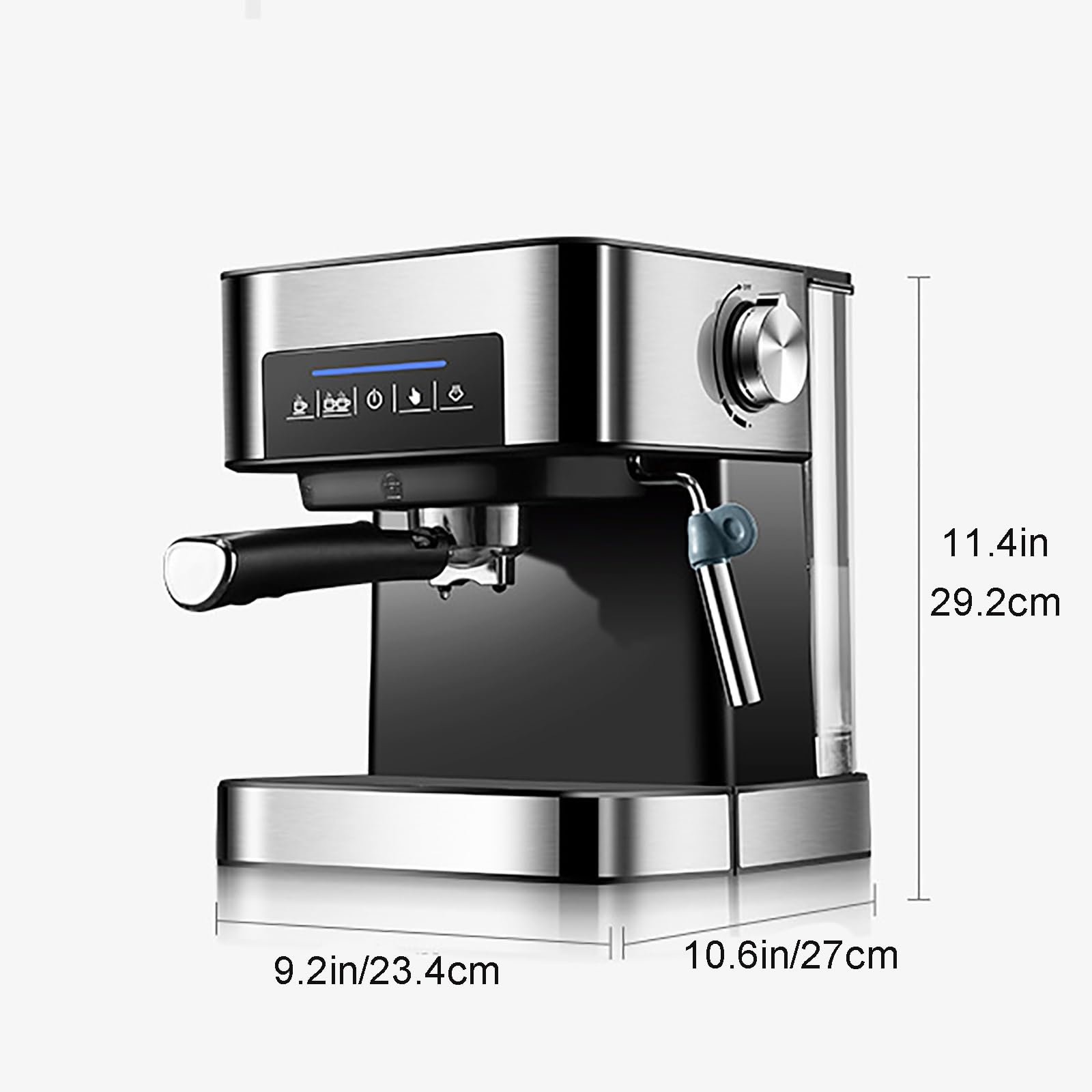 Máquina de café expreso, bar, cafetera con espumador de leche con leche, café molido y mango de café de cápsulas, máquina de espresso para el hogar