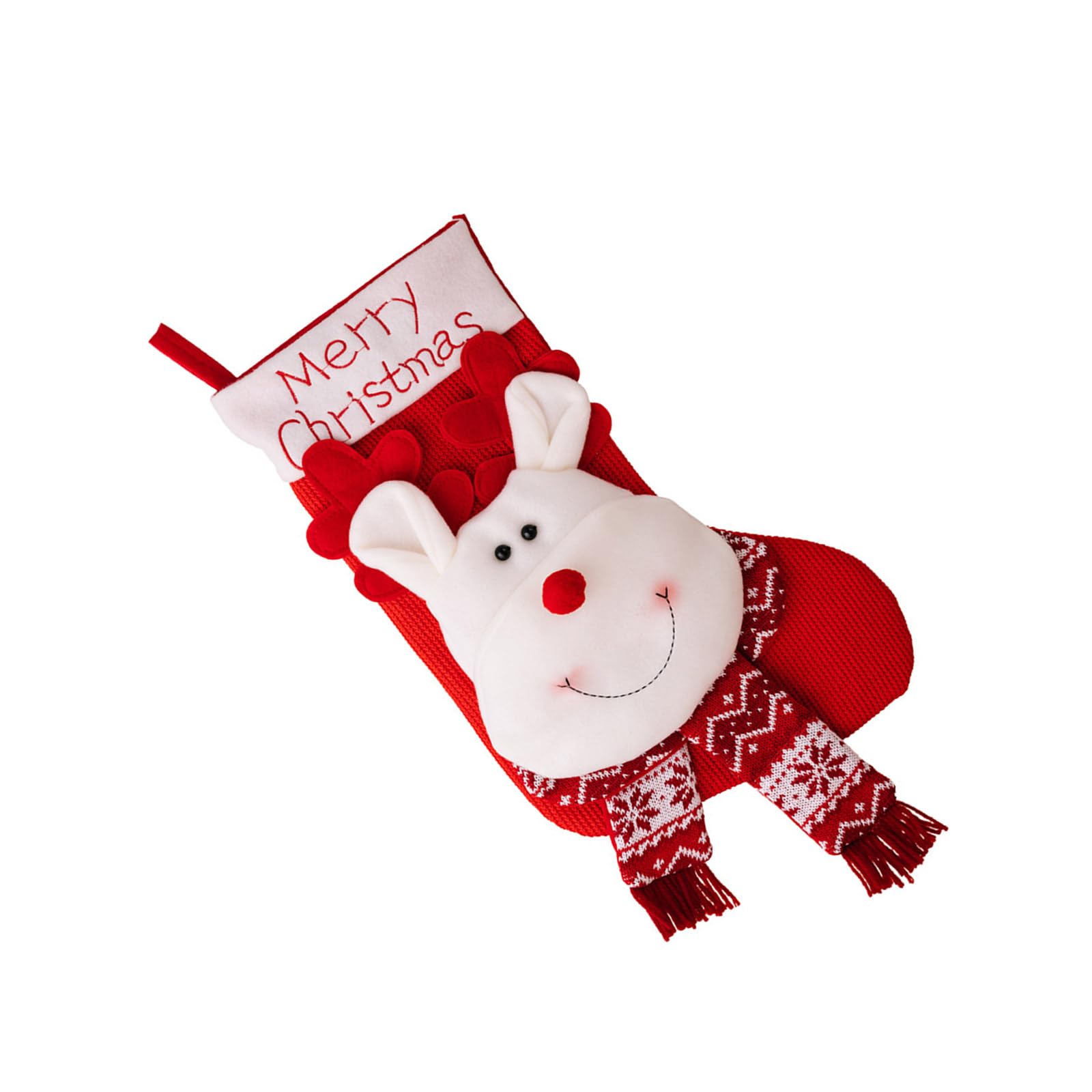 Tsophreniq Christmas Stockings Knitted Present Bags for Kids Santa Head/Snowman/Deer Festival Fireplaces Hanging Ornament Polyester Stocking