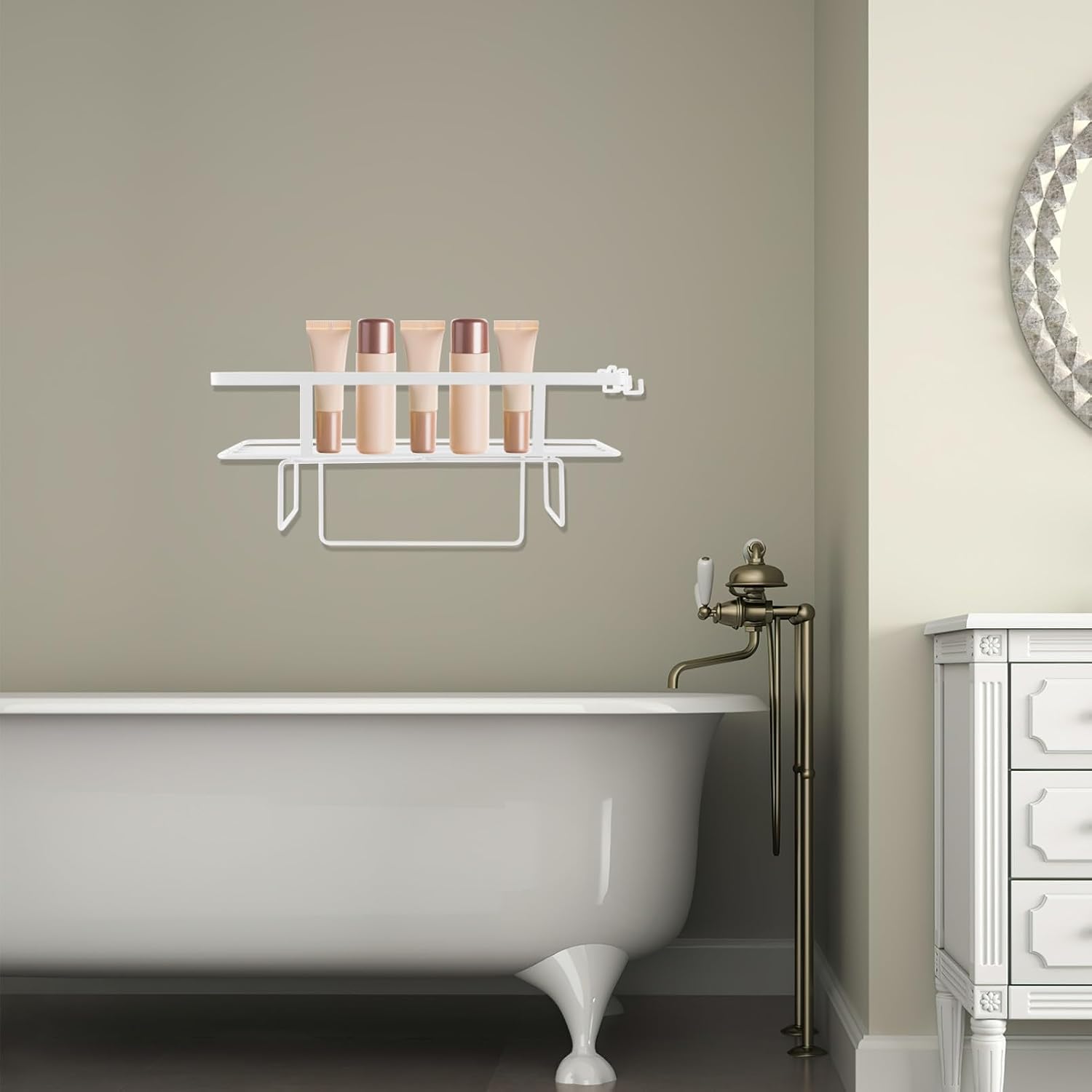 PRETYZOOM Iron Over Toilet Storage Rack Multi-Functional Bathroom Organizer Shelf No-Drill Design Space-Saving Storage Unit for Bathroom Essentials