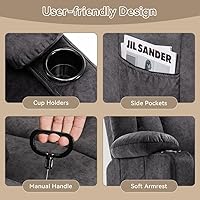 Vista 10 de LUCKLIFE Juego de sofá reclinable con reclinables manuales, juego de muebles de sala con sofá reclinable, sofá biplaza y sillón, tapicería de tela