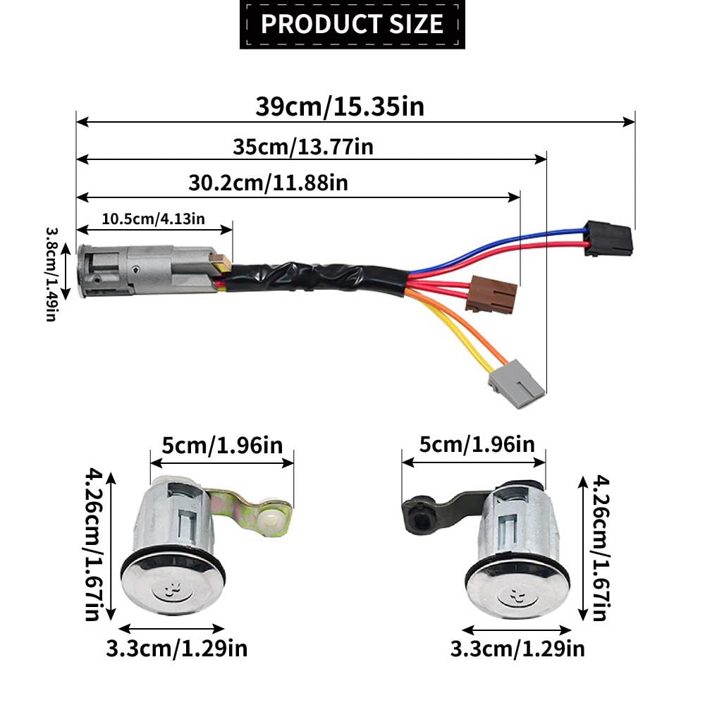 Blocchetto di accensione e serratura per porta, set di cilindri di chiusura con 2 chiavi, compatibile con Citroen Berlingo 1996-2008 Partner 96244156 252522 9170.G3