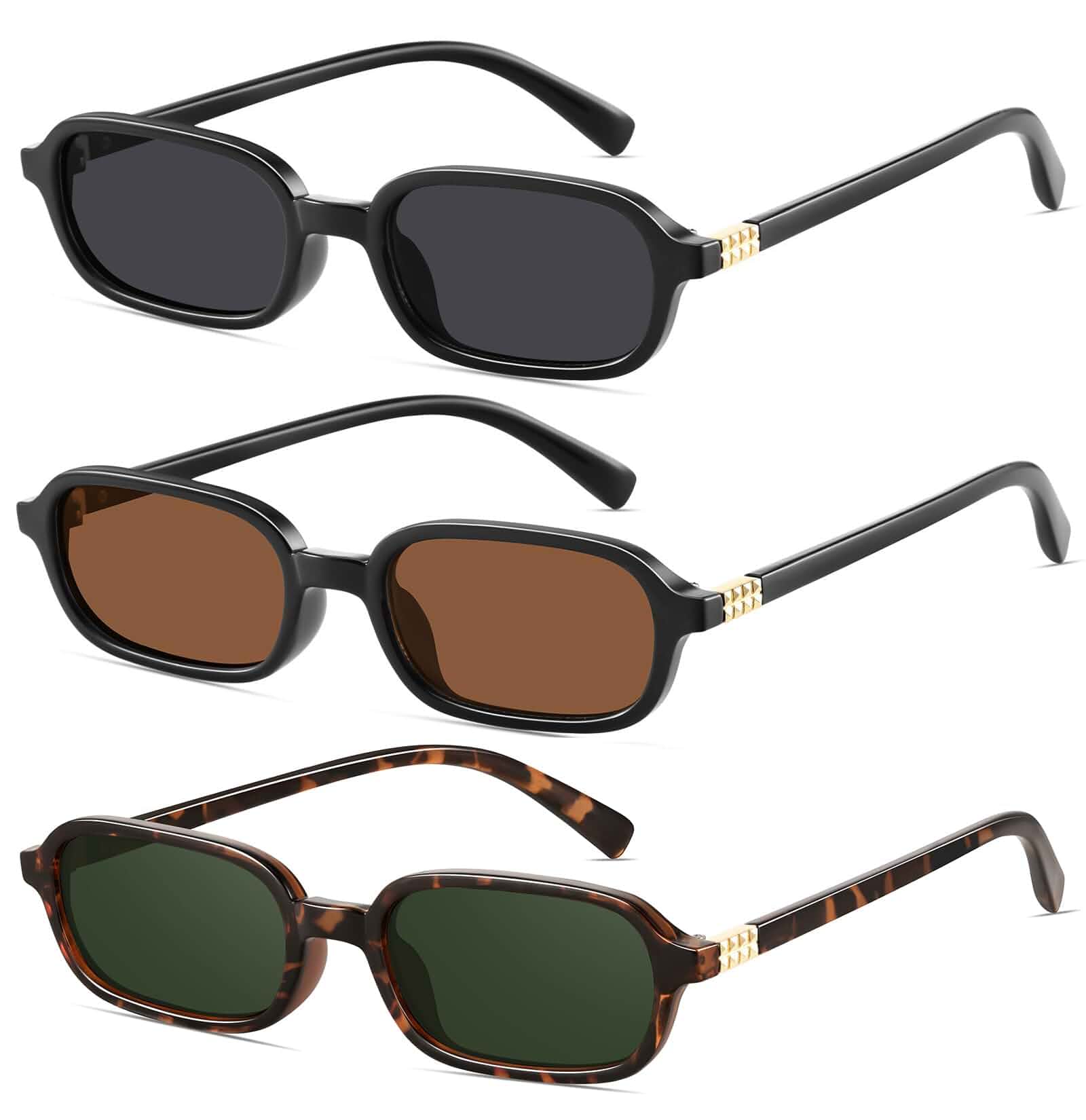 YMRFW Retro Rectangular Sunglasses for Women Narrow Trendy Small 90s Style Square Frame UV Protection Sun Glasses