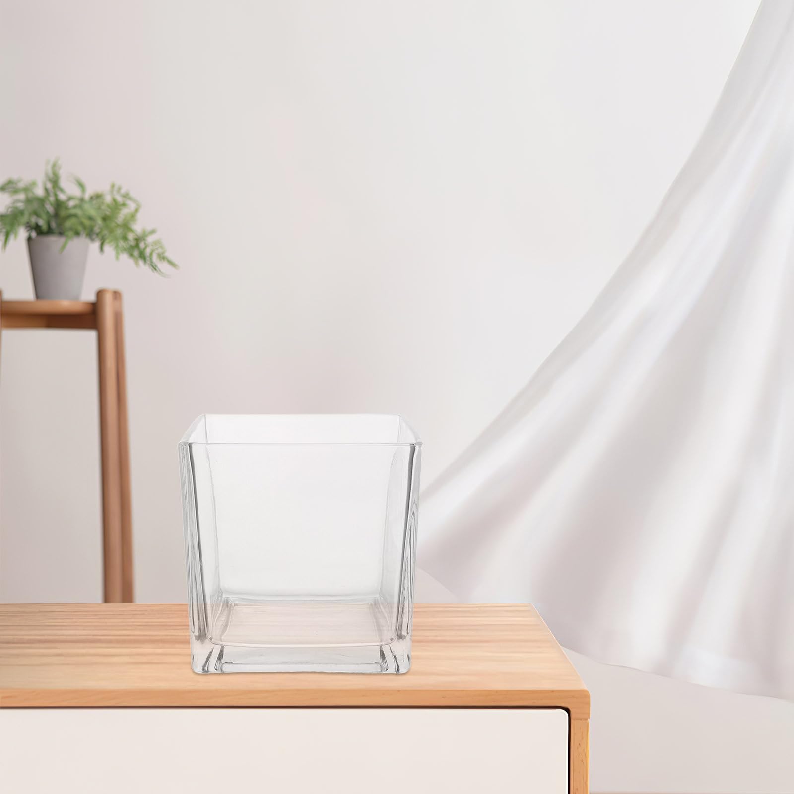 Jarrón de Cristal Cúbico de Vidrio Transparente para Plantas | Contenedor Hidropónico, para Flores, Uso en Cocina y Oficina, Estilo Simple y Chic