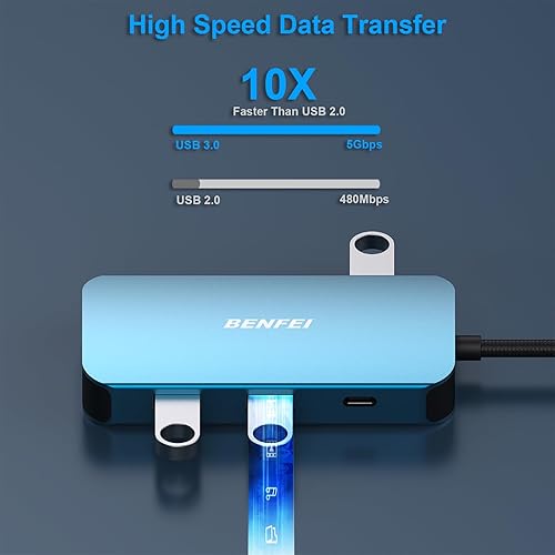 Miniatura 4 de BENFEI HUB USB C MST 8 en 1 con USB-C a 2 HDMI1 VGA, a 3 USB 3.0100 W Power DeliveryAudio Aux de 0.138 in, compatible con iPhone 15 ProMax, MacBook