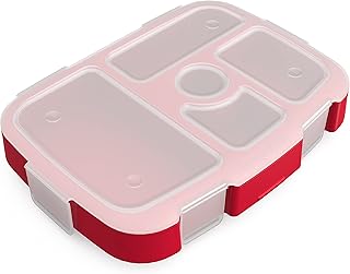 BentgoÂ® Kids Prints Tray with Transparent Cover - Reusable, BPA-Free, 5-Compartment Meal Prep Container with Built-In Portion Control for Healthy Meals At Home & On the Go (Rocket)
