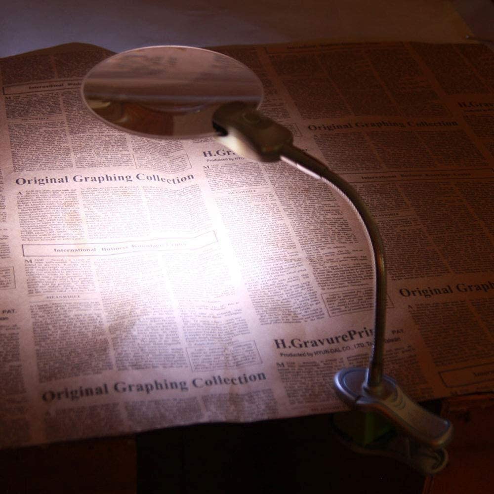 Lupa de Escritorio, Lupa iluminada para Lectura de Ancianos, Reloj HD, reparación de Espejo Grande, Lupa para niños con luz LED