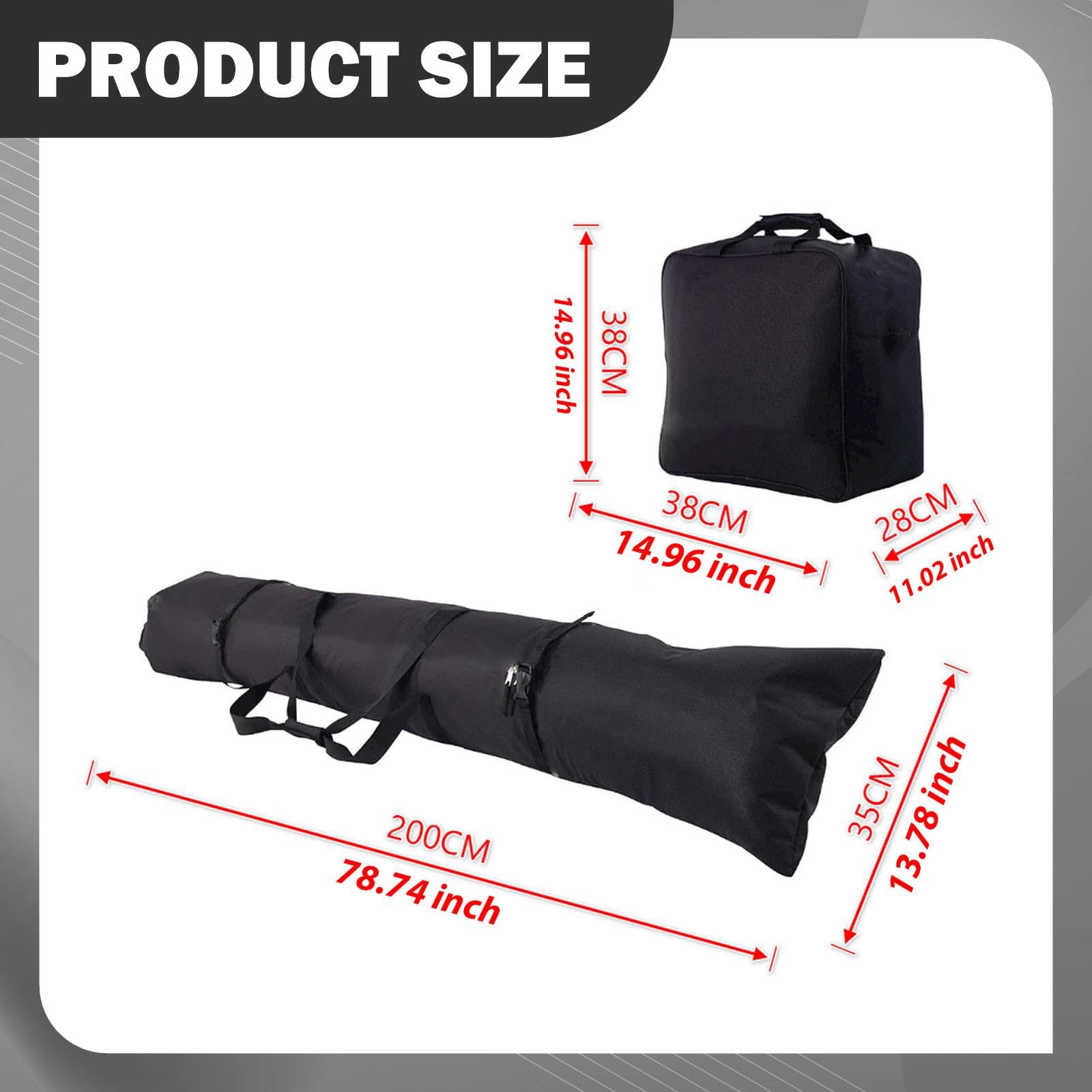 Housse de Ski et Snowboard 200cm (79 inch) avec Sac à Chaussures - Ensemble de Transport en Tissu Oxford pour Sports d'hiver