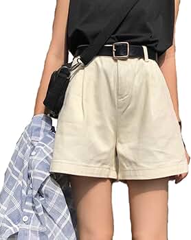 ベルテッドショートパンツ ベージュ　Lサイズ ベルシー Belle Cie ハイウエスト ショートパンツ レディース