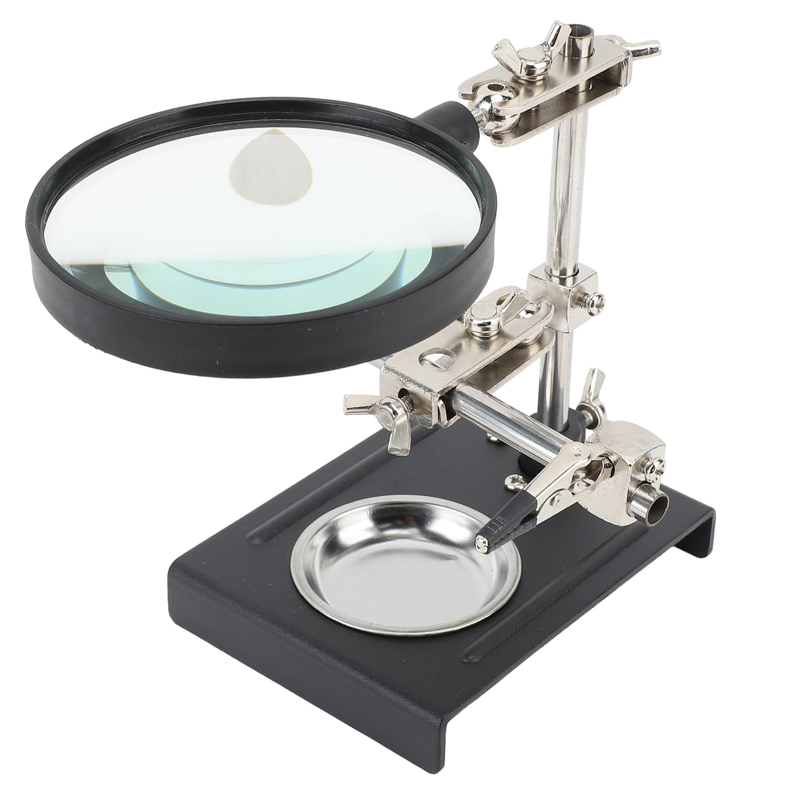 XHTLLO 6X Magnifier with Clip Stand, Adjustable Third Hand Soldering Station for DIY Electronics, Repair, and Assembly