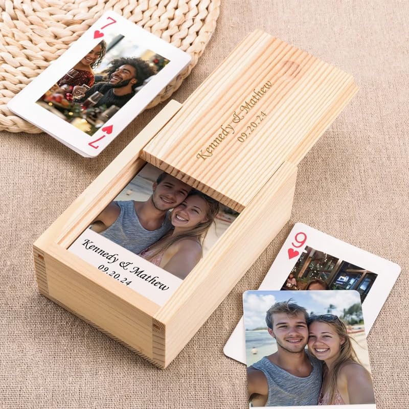 Benutzerdefinierte Paare Fotos Spielkarten 54 Kartendeck Personalisiert mit Ihrem Foto Weihnachten Poker Karte Geschenk für Ihn Hochzeit Gästebuch Alternative – Bild 6