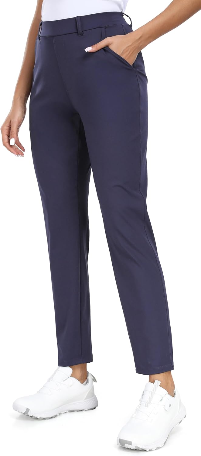 IUGA Stretchy Work Pants for Women 7/8 Ankle Golf Pants Pull On Business Casual Travel Dress Pants with Pockets