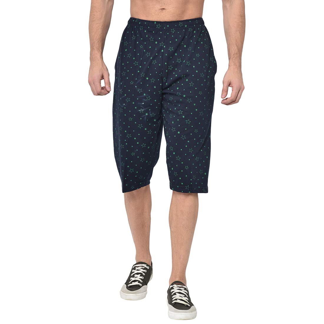 Cotton Blended Regular Fit Printed 3/4th Capri for Men-B5732-picture-23