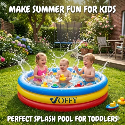 Image of Inflatable Baby Swimming Pool 3 Ft, Rainbow Kids Splash Pool with Laminated Durable PVC, Toddler Pool for 4-5 Year Kids, Backyard Garden Indoor Outdoor Summer Water Play (No Air Pump Included)