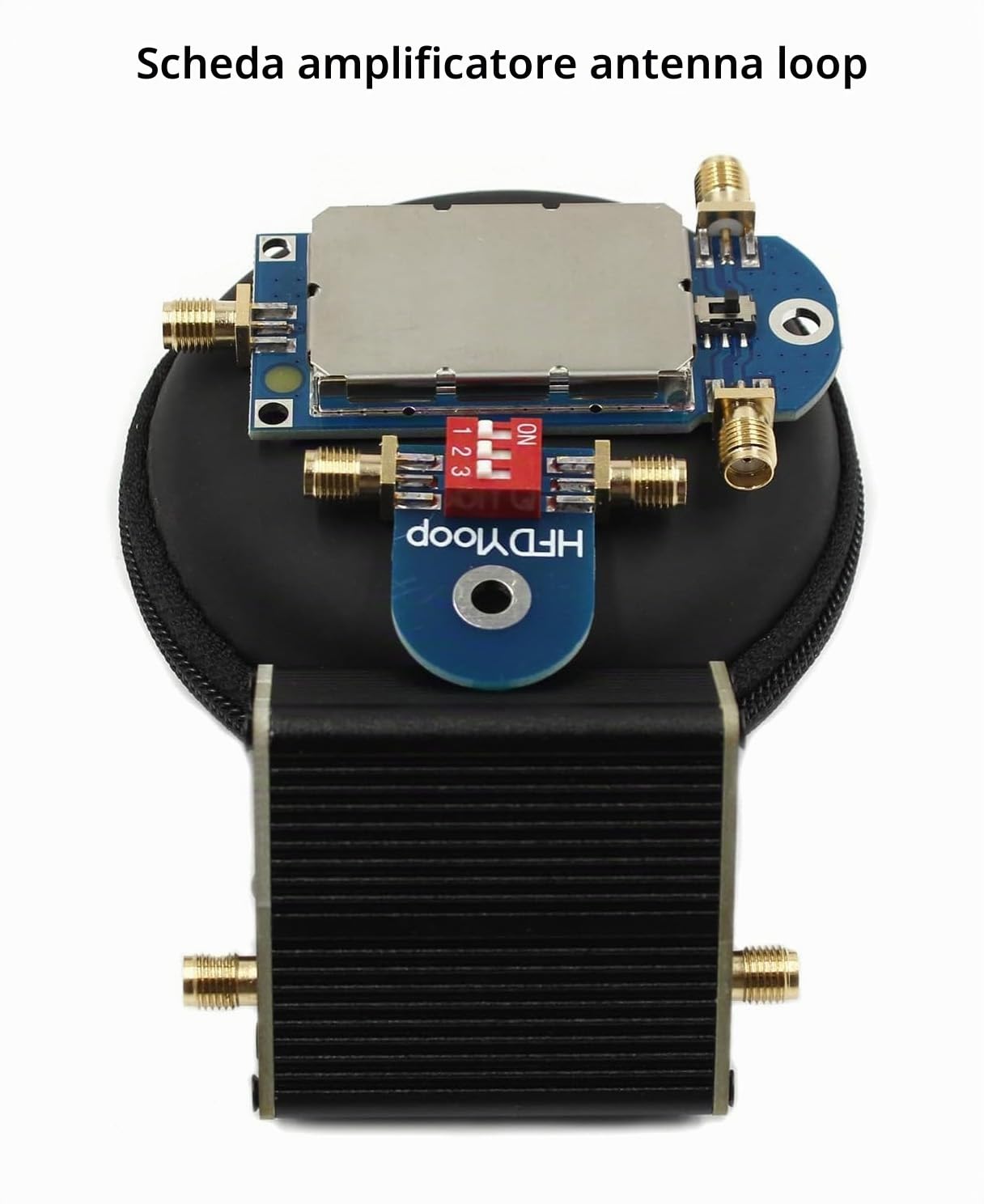 AURSINC Portable Active Loop Antenna - Antenna a onde corte 50 KHz-500 MHz HF AM FM VHF UHF Antenna di ricezione a loop magnetico per radio amatoriale (amplificatore migliorato)