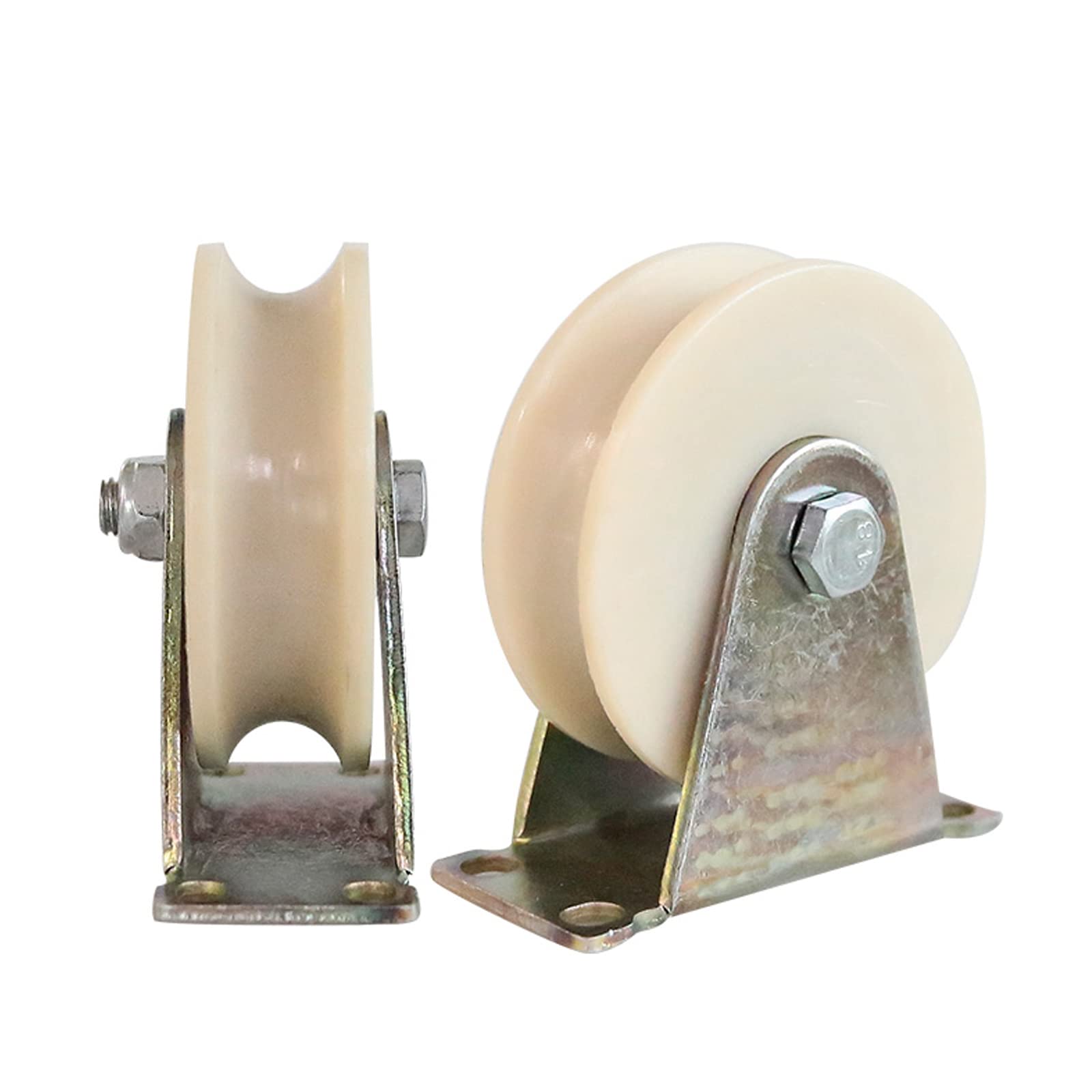 Set di 4 Ruote a U Resistenti in Nylon per Porte scorrevoli, carrelli industriali, binari in Fune Metallica, 100 mm (4 Pollici), Accessori per cancelli scorrevoli