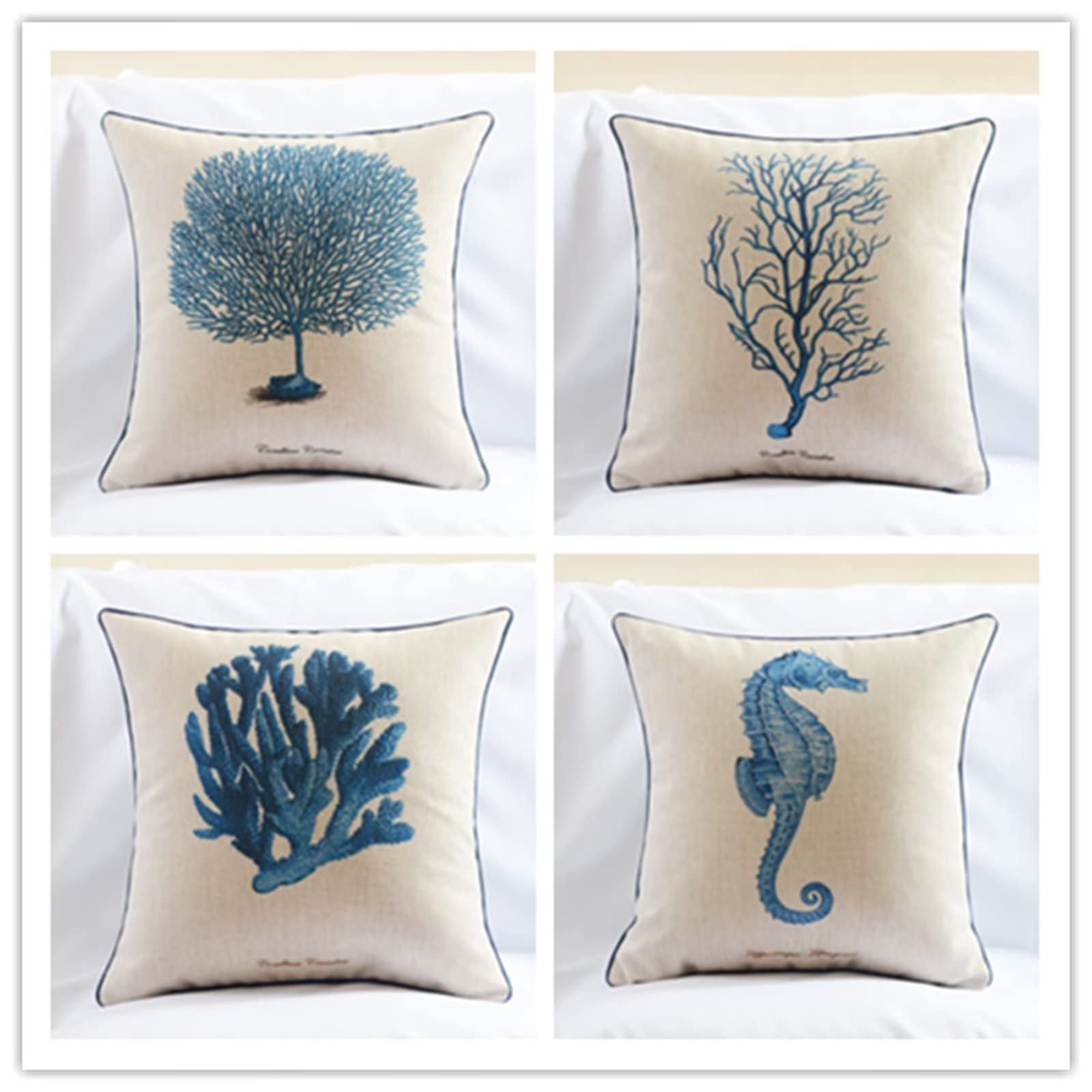 Cojines 65x65cm Almohada Blanca Cojines Decorativos para Sofa Moderna Decorativa Cojín Juego de 4 para Decoración Hogar Linen Almohadas cuadradas Funda de Cojín