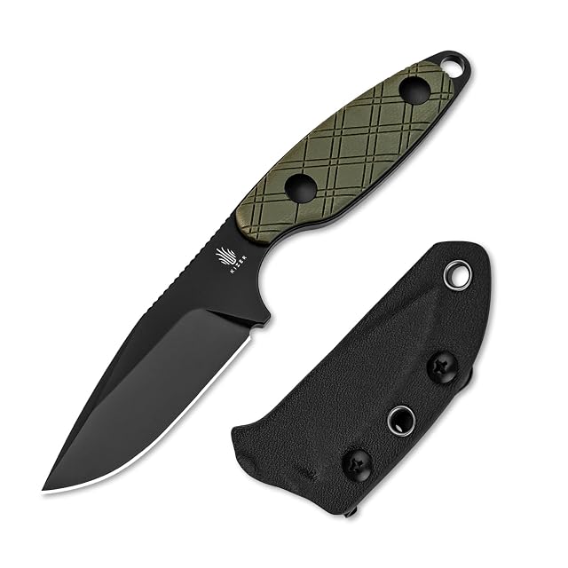 Kizer Muskrat Fixed Blade Knife 3 15 In D2 Neck Knife Argyle Pattern G10 Handle Fixed Blade EDC