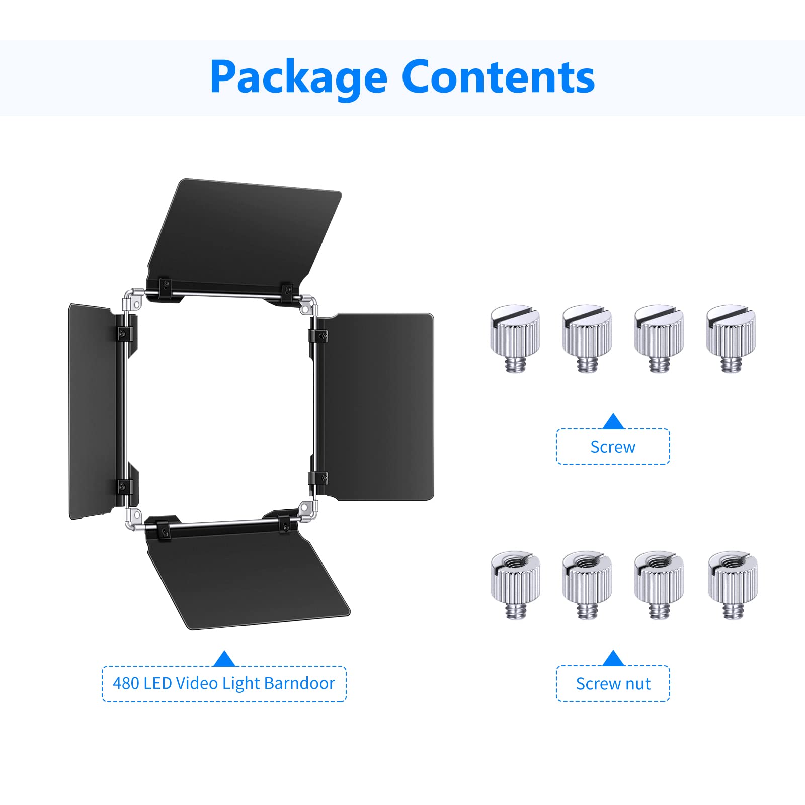 Neewer Coupe-Flux Barndoor pour 480 LED Lumière Vidéo, Construction Métallique Solide (Coupe-Flux Seul)