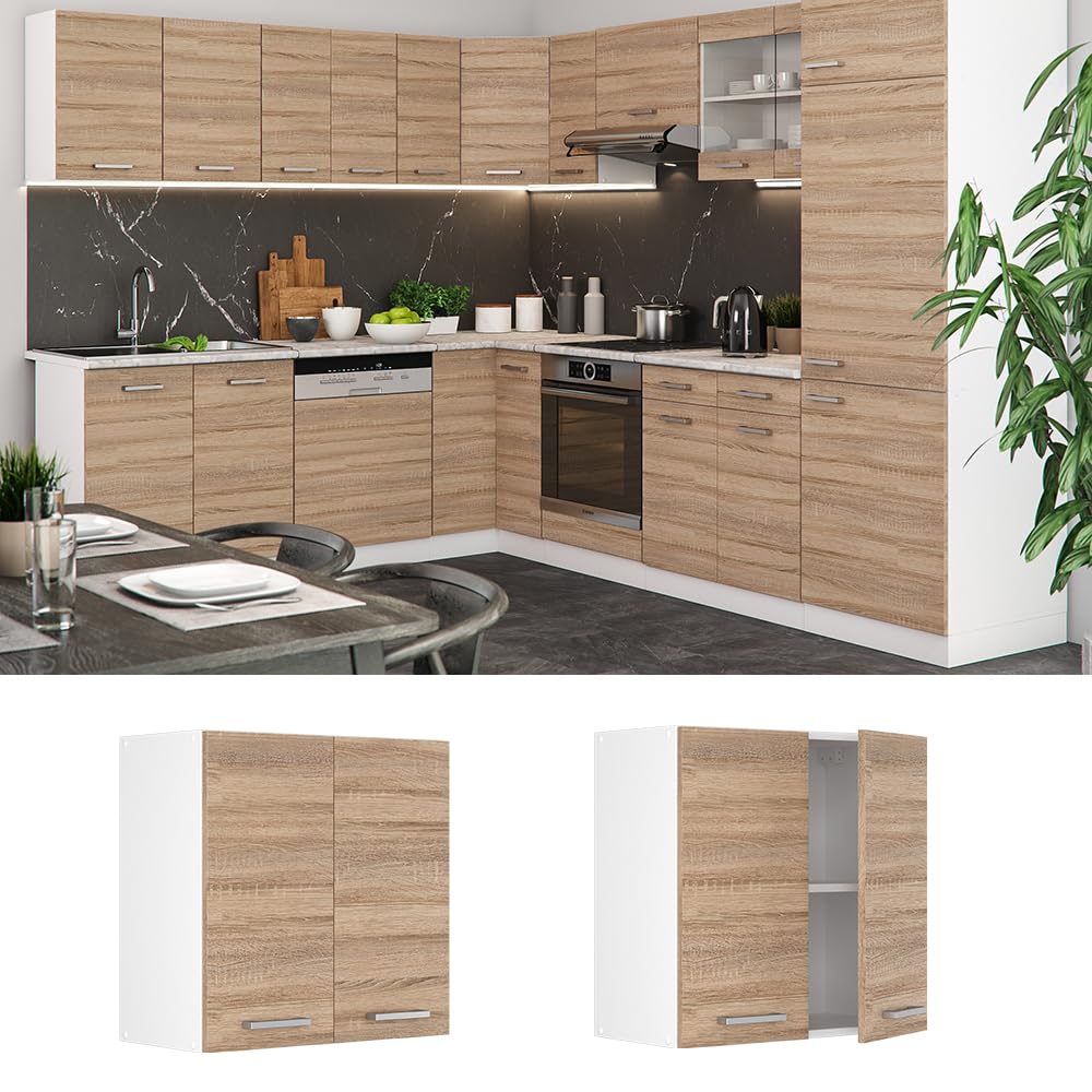Vicco Pensile da cucina R-Line, Sonoma, 60 cm, per la libera combinazione all'interno di sistemi cucina modulari