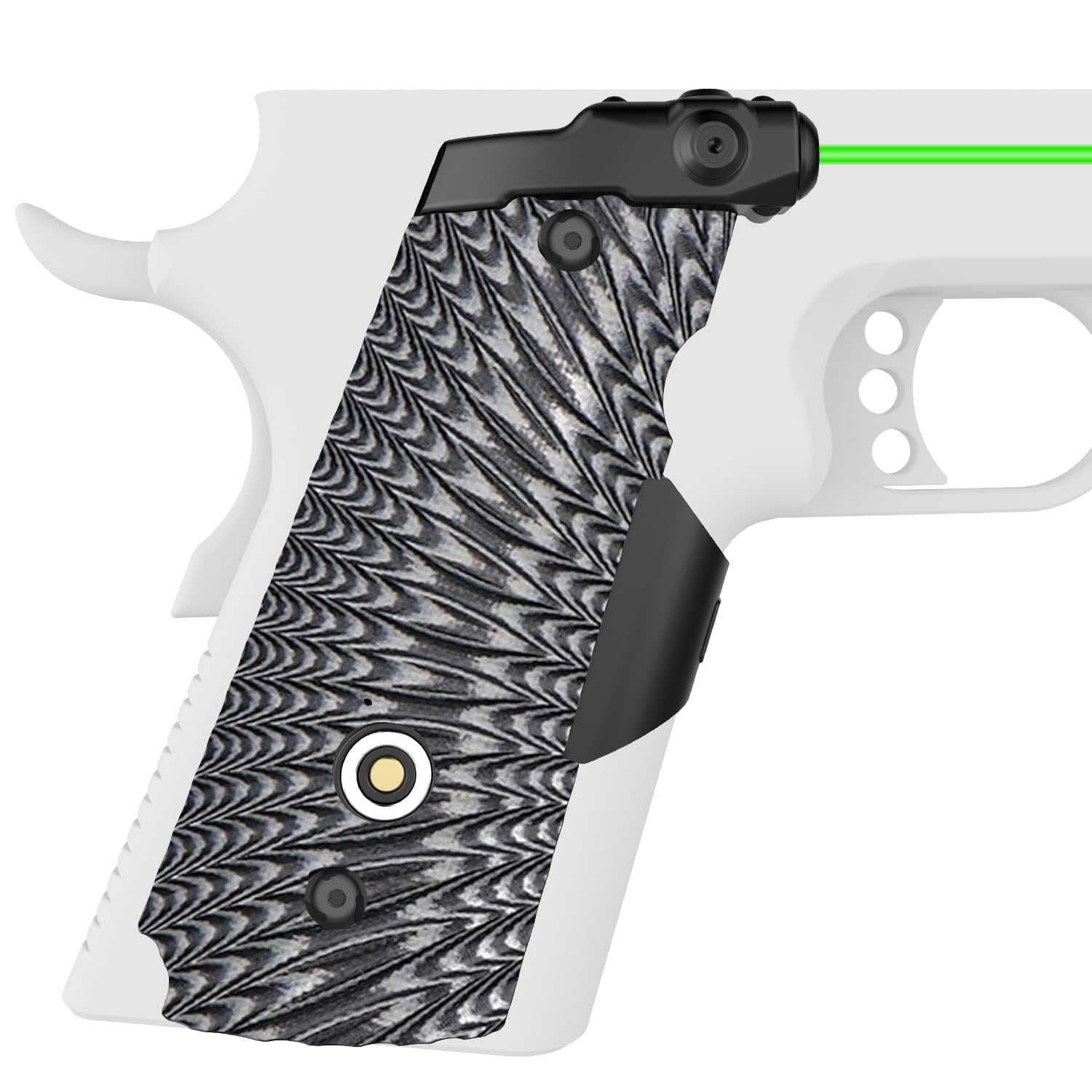DARKFANG Compact/Full Size 1911 Laser Grip with Ambi Safety Cut, G10 1911 Laser Sight No Rail with Rechargeable Battery