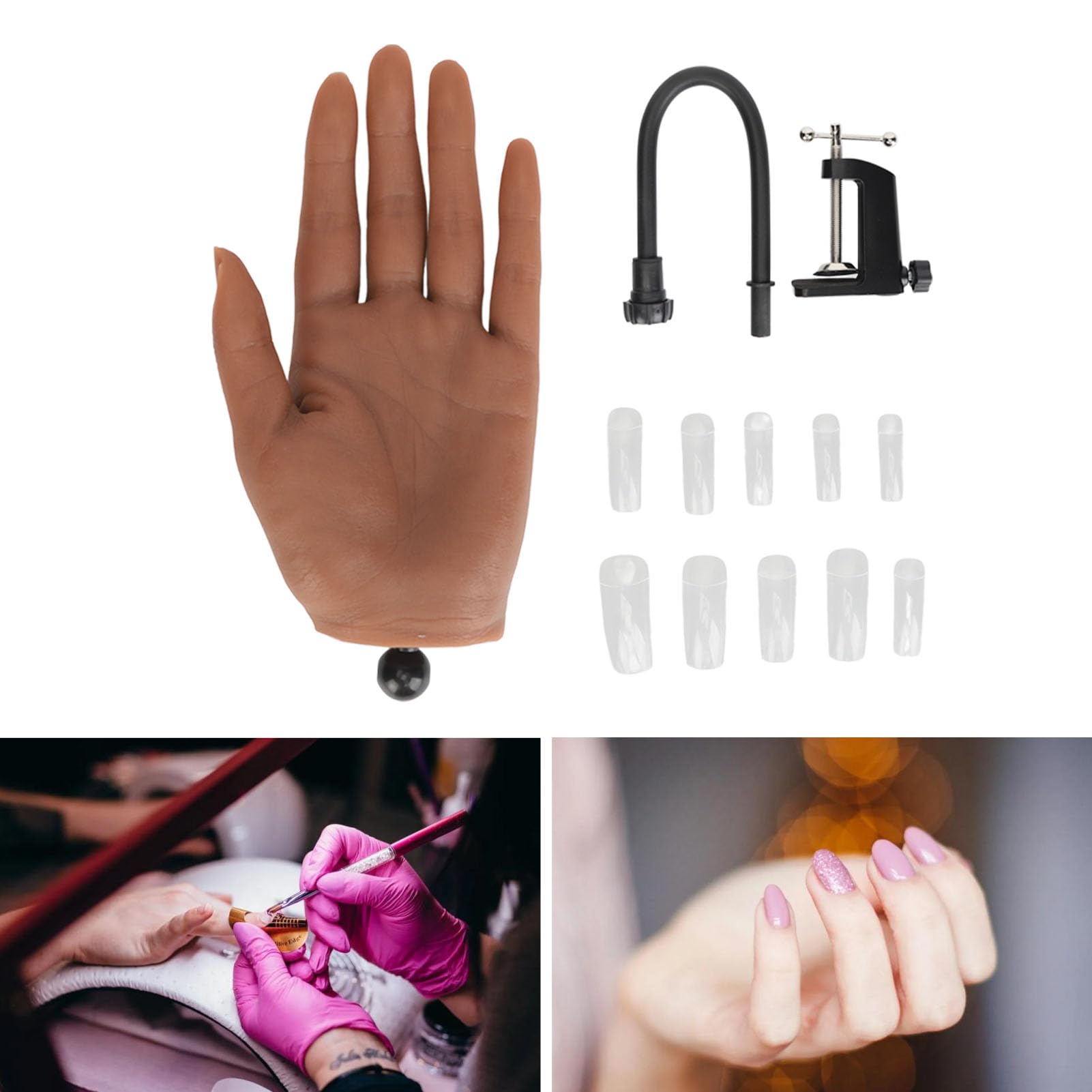 Modèle de Main en Silicone, Ensemble de Mains de Pratique des Ongles, Couverture épaisse pour la Recherche en Acupuncture Médicale (Main gauche)