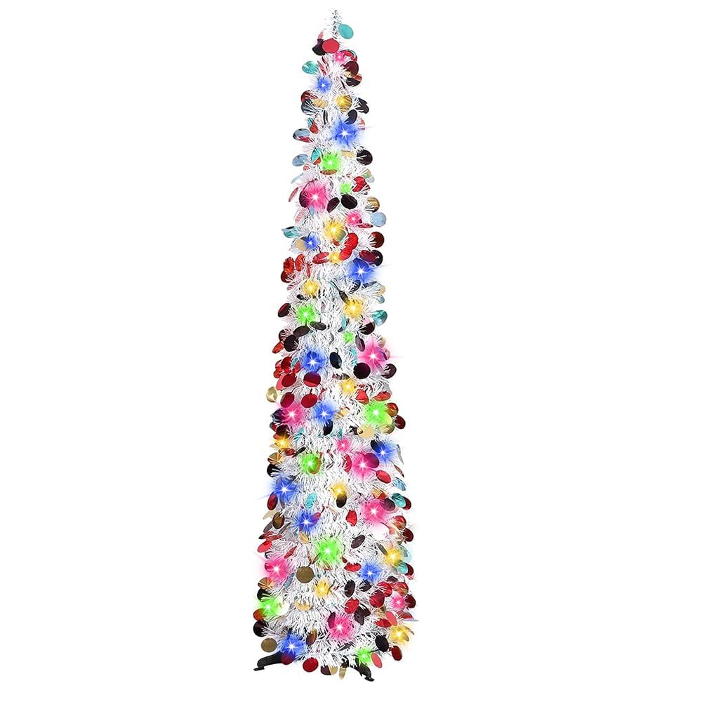 N&T NIETING Sapin de Noël artificiel pliable de 1,5 m pour décoration intérieure et extérieure Blanc
