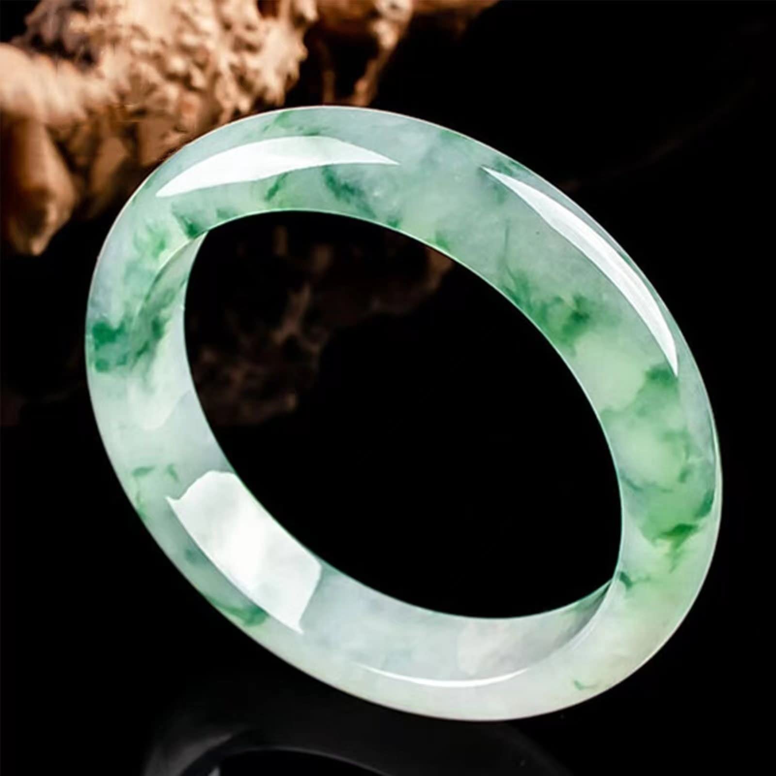 Pulsera de Jade de Jade Natural para Mujeres Pulsera de Jade de la Barra de la Barra del Hielo para Mujeres (Color: Verde, tamaño: 63 mm)
