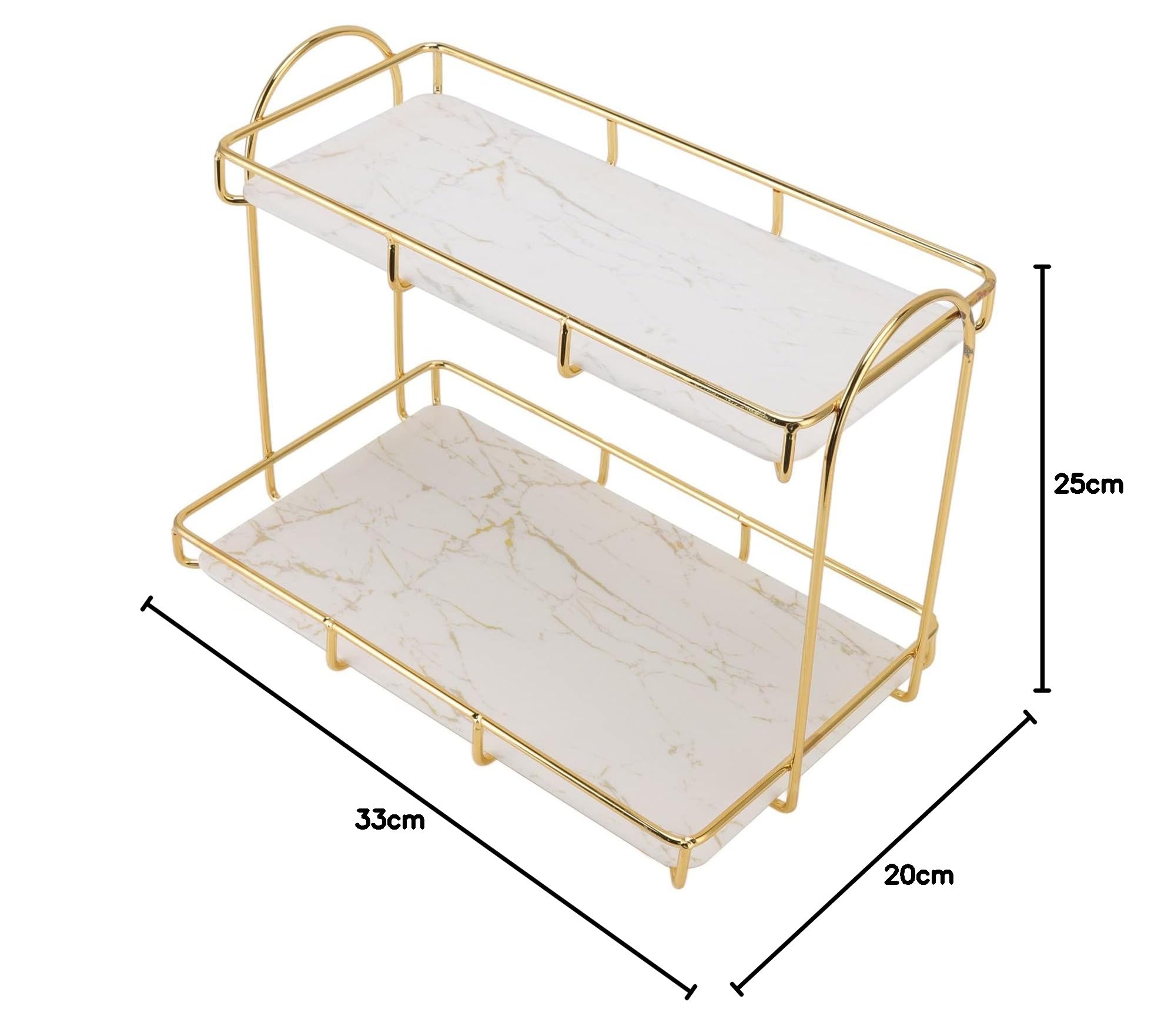 Elegante Estante de Almacenamiento de Baño con Diseño Antideslizante: Estante de Maquillaje de 2 Niveles Dorado y para Organización Versátil | Organizador de Contador de Hierro para (L)