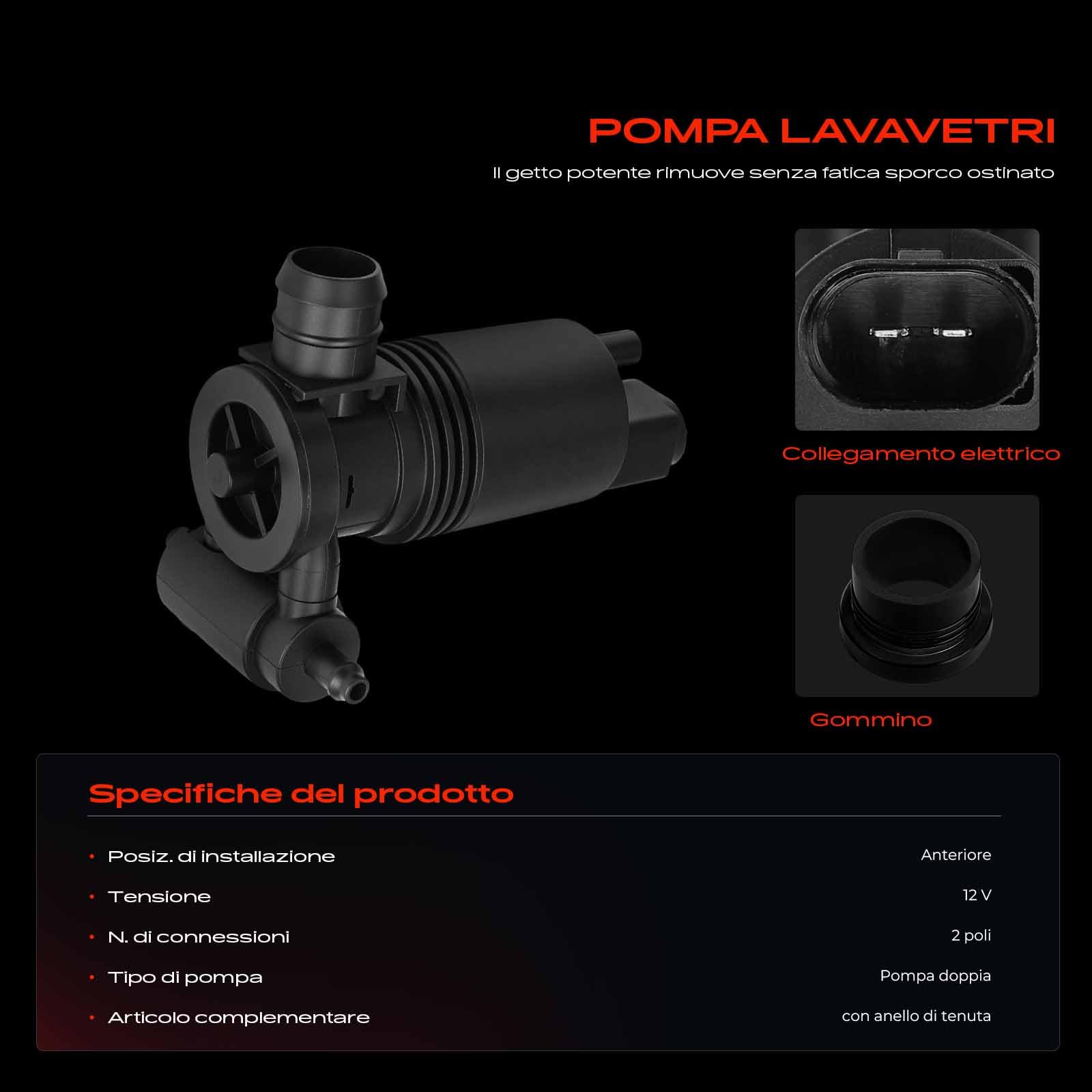 Frankberg Pompa lavavetri anteriore 2 Poli LR002301 | Compatibile con: Freelander 2 Van L359, Freelander 2 L359