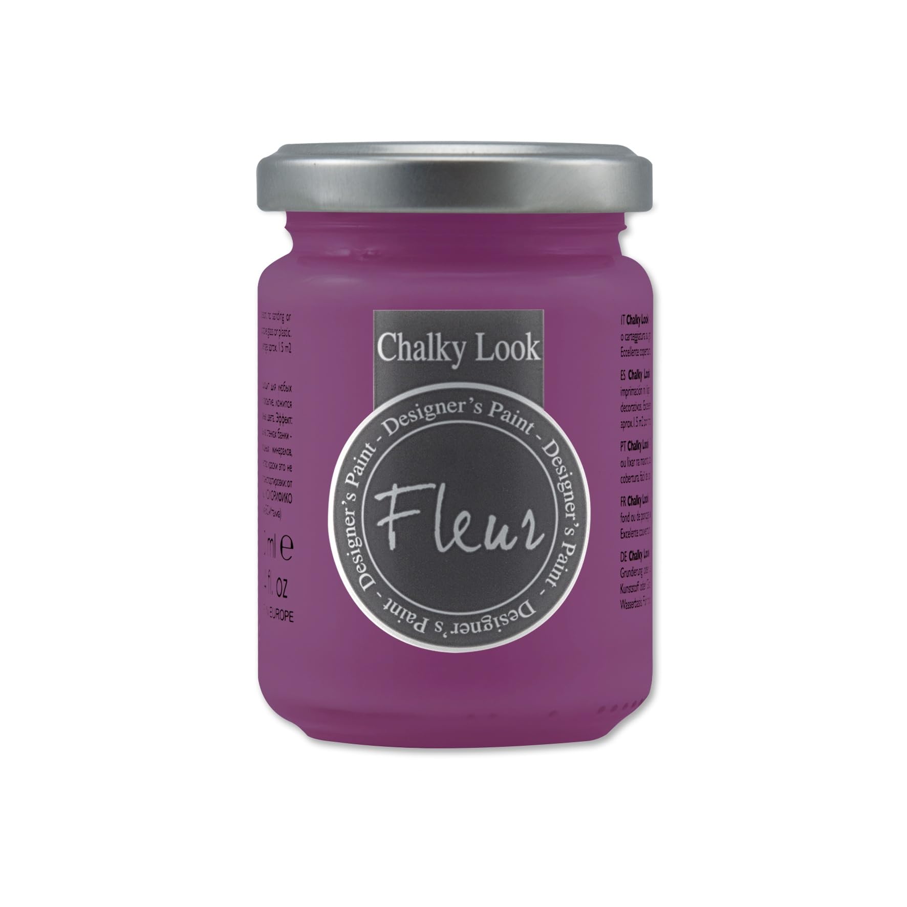 FLEUR DESIGNER'S PAINT | Pittura ad Acqua, Effetto Gesso Naturale, Extra Opaca, Fleur Chalky F24, Colore Crazy Horse, Made in Italy, Formato da 130 ml