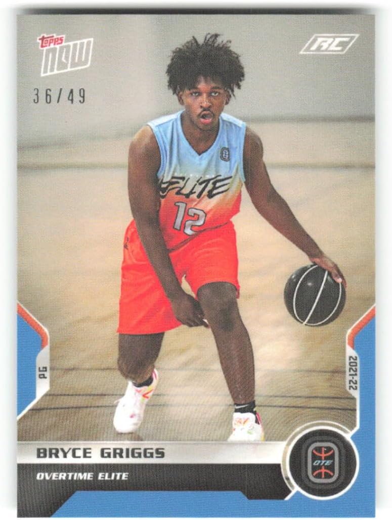 2021-22 Topps NOW Overtime Elite OTE Blue #2 Bryce Griggs RC Rookie 36/49 Basketball Trading Card Basketball Trading Card