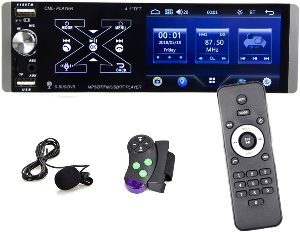 Crаzу Clеаrаnсе Single Din Car Radio Bluetooth 4.1" Touchscreen Car Stereo 1 din Support SIRI AI Voice Control, Bluetooth Car Audio Player, AM/FM/RDS Radio Receiver Subwoofer MirrorLink Dual USB Port AUX Rear Mic