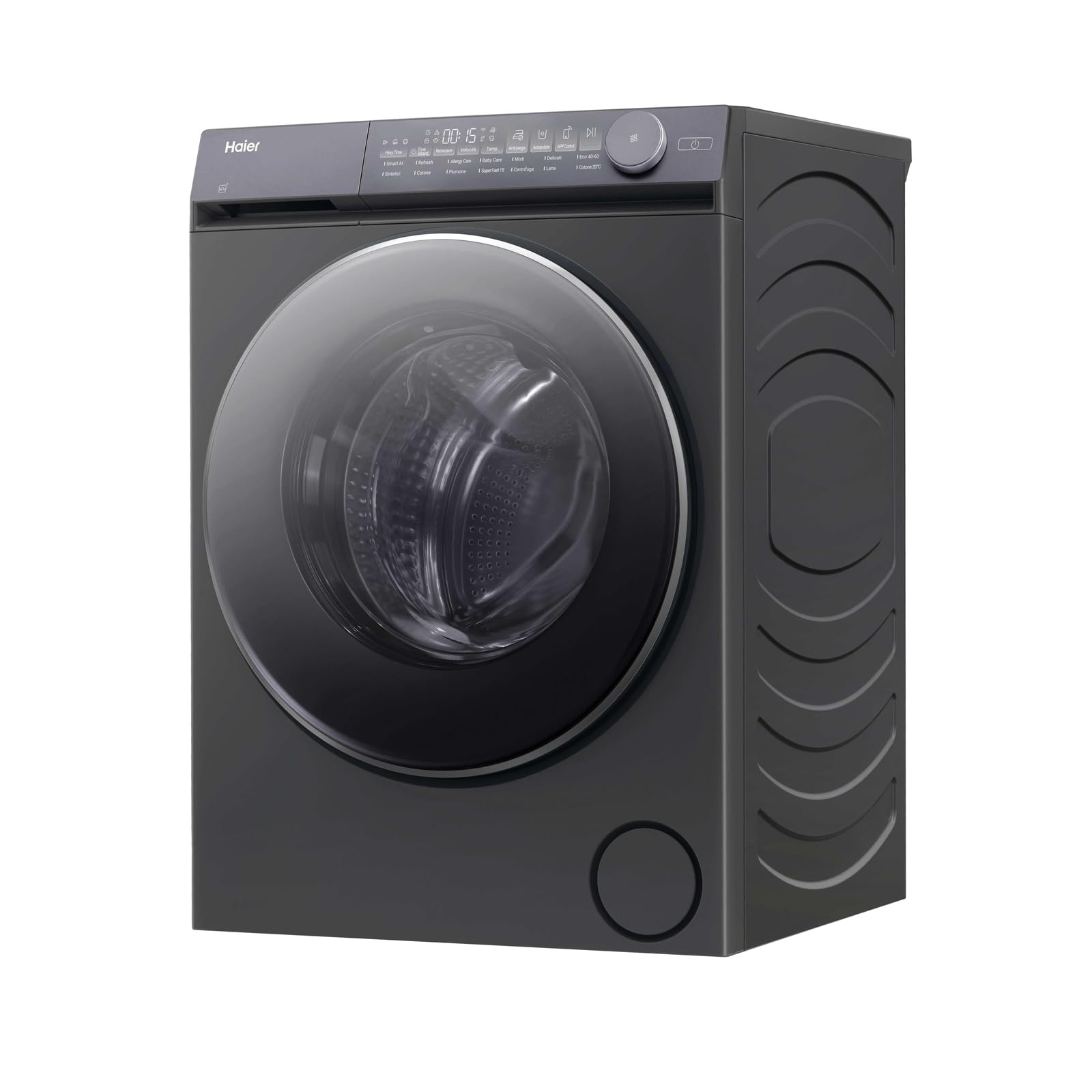 Haier X Serie 7 Lavatrice Slim 8 kg, Libera Installazione, Carica Frontale, Classe A-25%, 1400 Giri, Motore Direct Motion, Wi-Fi, hOn, 60 x 50 x 85 cm, Antracite Starry Silver - HW80-B14367GTUIT