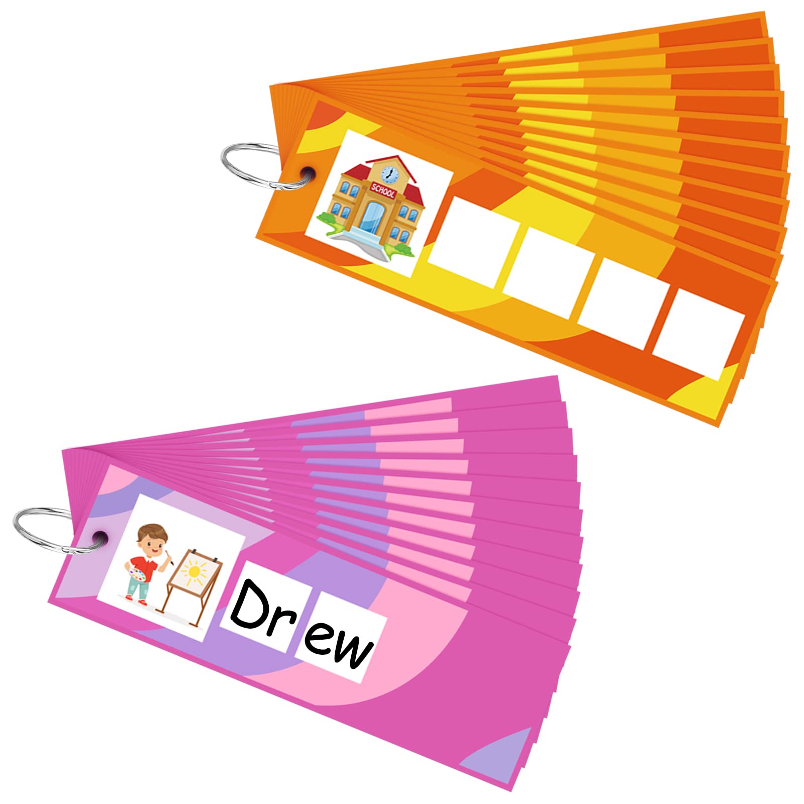 Photo 1 of 2 Packs Junior CVC Word Builders Activity Cards Learning Sight Words Flash Cards Kindergarten Learning Activities CVC Word Games Educational Flash Cards for Teaches Toddlers Spelling Game, 2 Colors