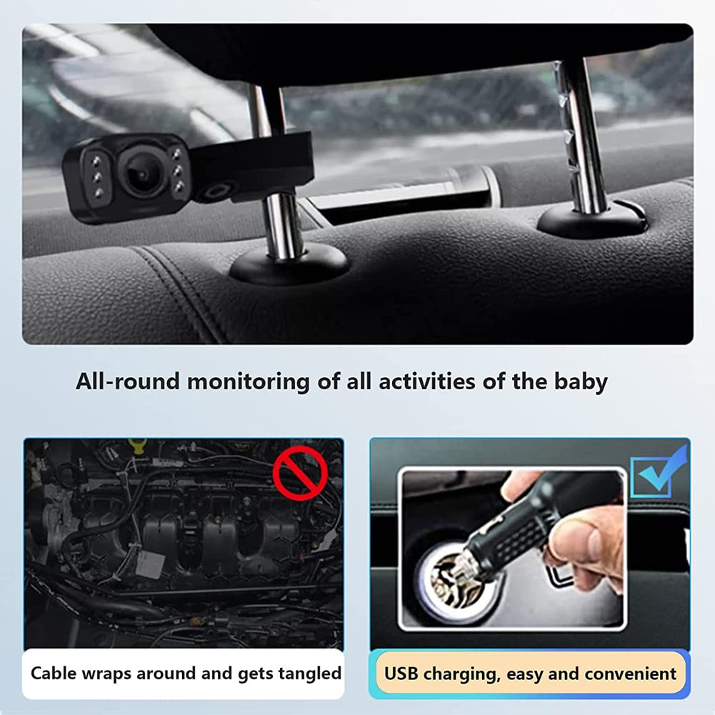 Kit de cámara de marcha atrás inalámbrica HD 1080P con visión nocturna de cristal, espejo de coche, espejo de asiento trasero, kit de seguridad de viaje para caravana, remolque, camión, coche