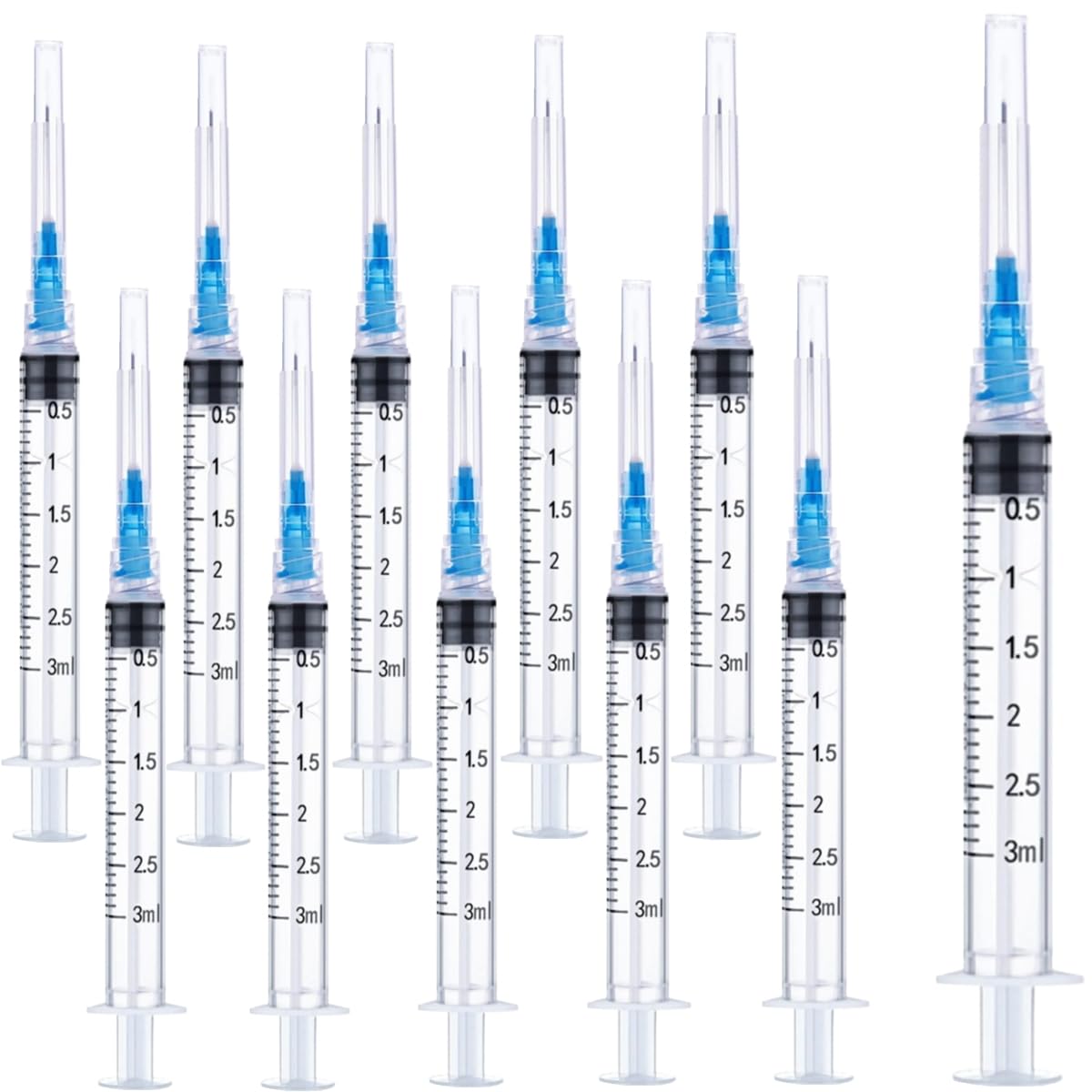 Luer lock 3ml 23Ga 5/8 Inch(15.8mm), 50 Pack Sterile Lab Utensils for Scientific Research, Industrial Dispensing or Liquid Measuring