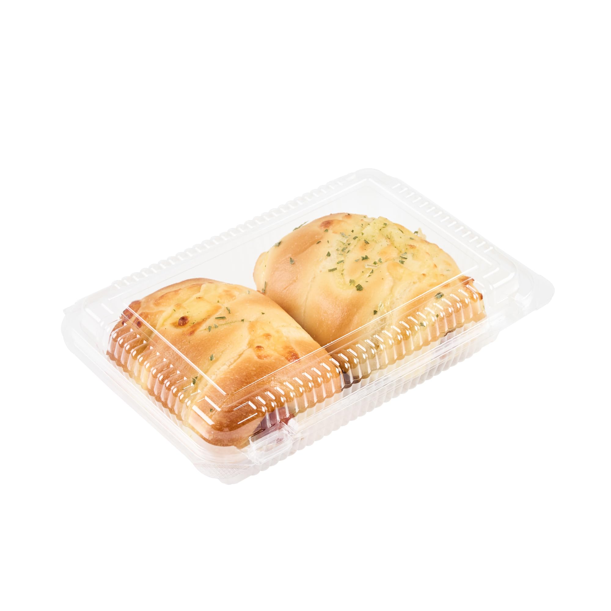 Restaurantware Thermo Tek - Contenedores de alimentos de 7.5 x 5.24 x 1.7 pulgadas, 100 recipientes rectangulares de concha - Contenedores de plástico transparente duraderos, resistentes, para