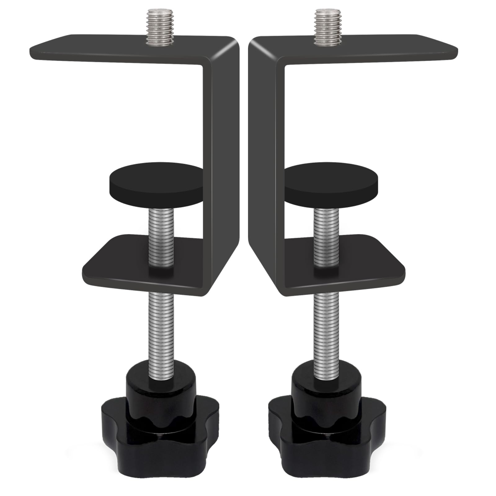Jhanw 2-Pack Heavy Duty Adjustable C-Clamp with M12 Stud Mount - Steel Desk Clamp for Lamp, Microphone, Light Poles & Table | Multi-Purpose Clamps for Secure Mounting